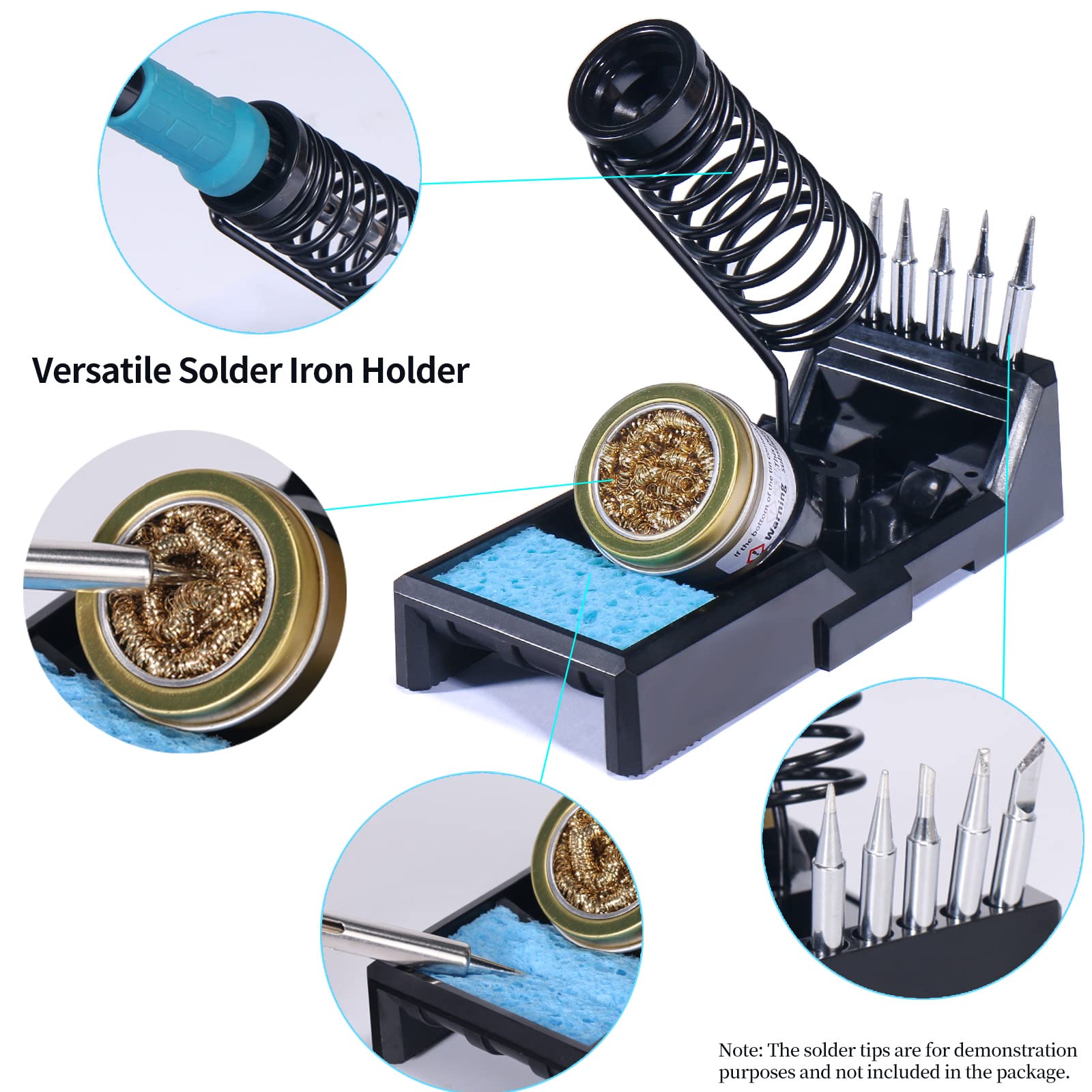 YIHUA 928D III 60W Adjustable Temperature Soldering Iron Kit with Premium X-4 Stand, 5 Tips, Solder Wire & Sponge - Perfect for Electronics Repair, DIY Projects & Home Improvement