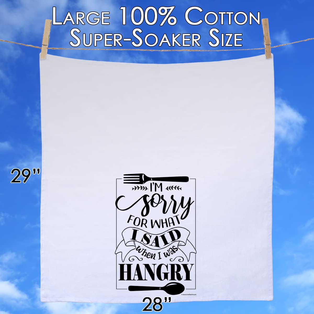 Funny Kitchen Towels with Sayings - 'I'm Sorry for What I Said When I Was Hangry' Humorous Dish Towels - Cute Housewarming Gift for Kitchen - Multi-Use Decorative Towels for Cooking, Cleaning & Gifting