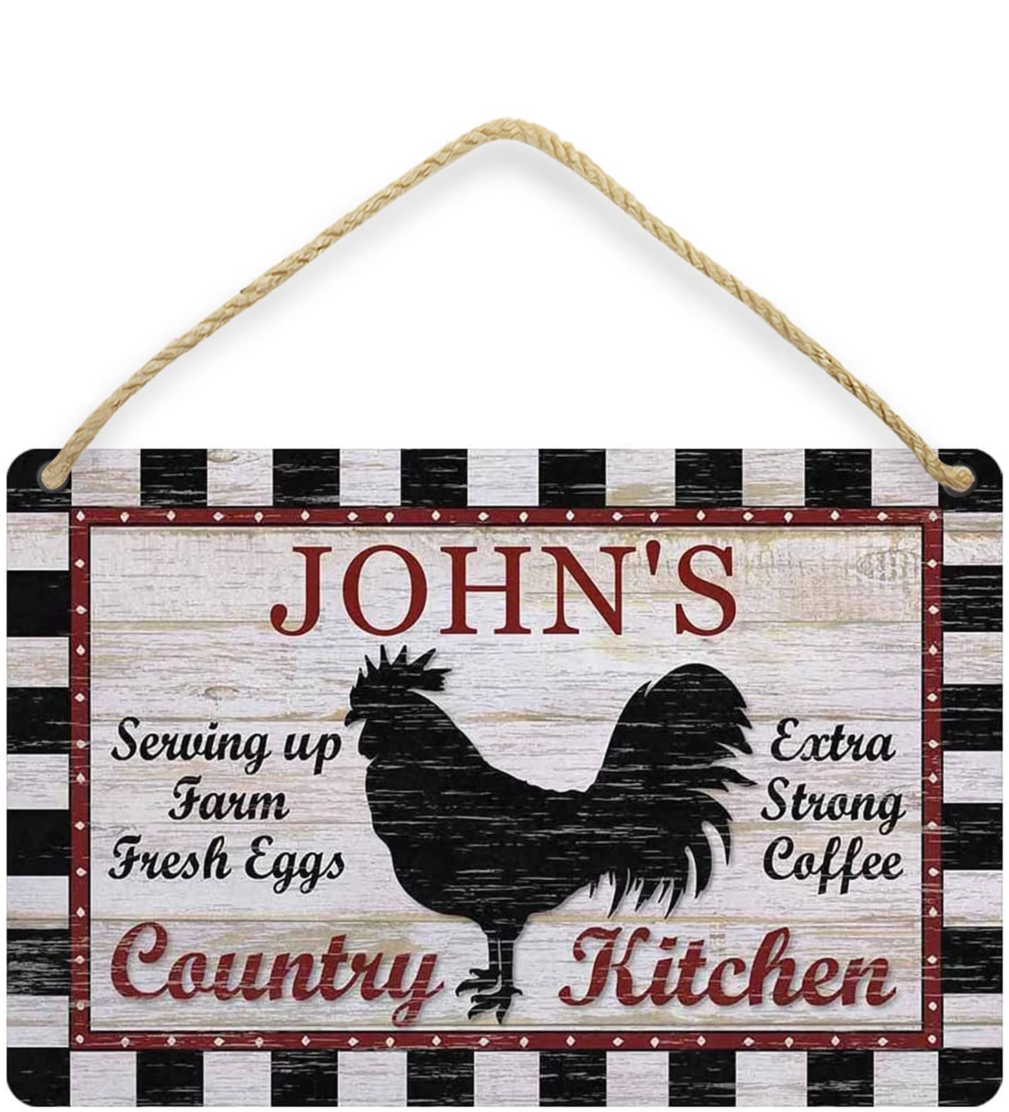 MOWIPOWI Personalized Chicken Decor Signs - Rustic Farmhouse Kitchen Wall Art, Metal & Wood Home Decor for Country Style Kitchens, Perfect for Wall Decoration in Dining Rooms or Cozy Living Spaces