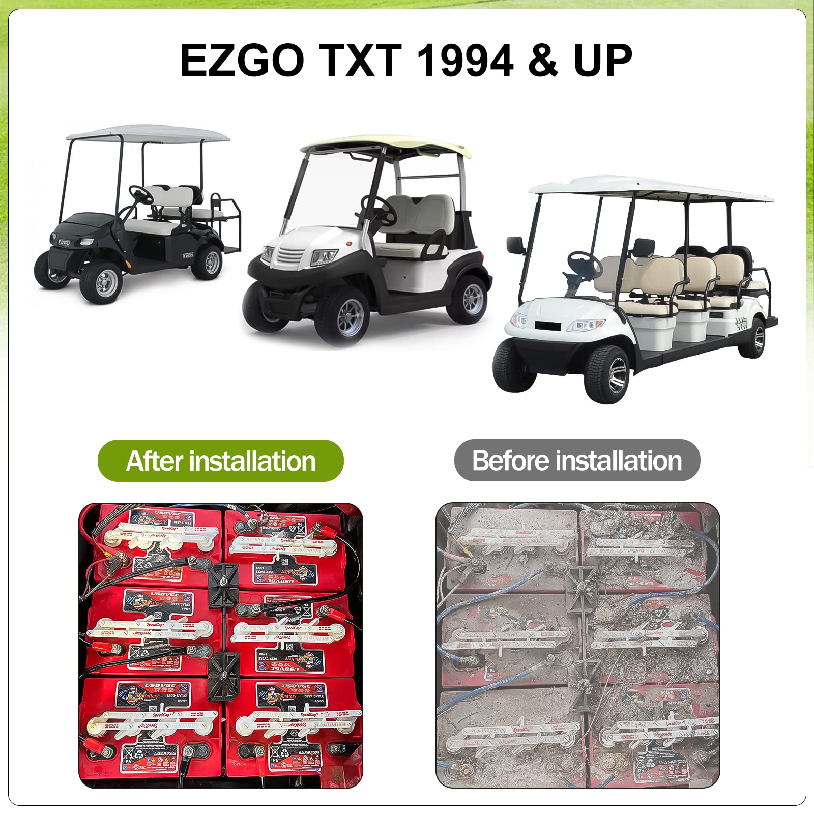Premium 4 Gauge Golf Cart Battery Cables Wiring Kit - Compatible with EZGO TXT 1994 & Up (36V & 48V) | Durable Replacement for Refurbished Golf Cart Batteries | Perfect for Golf Cart Maintenance & Upgrades