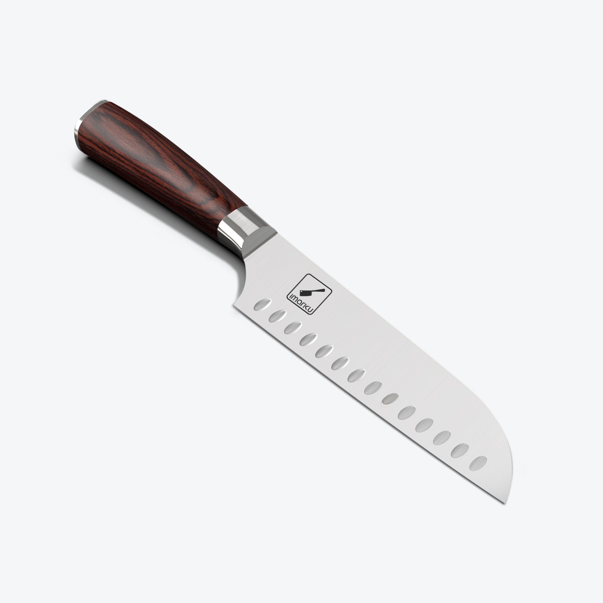 7 Inch Santoku Knife with Ergonomic Red Handle - Japanese Kitchen Knife for Slicing, Dicing & Chopping Vegetables, Meat & Fish - Perfect for Home Chefs & Professional Cooking