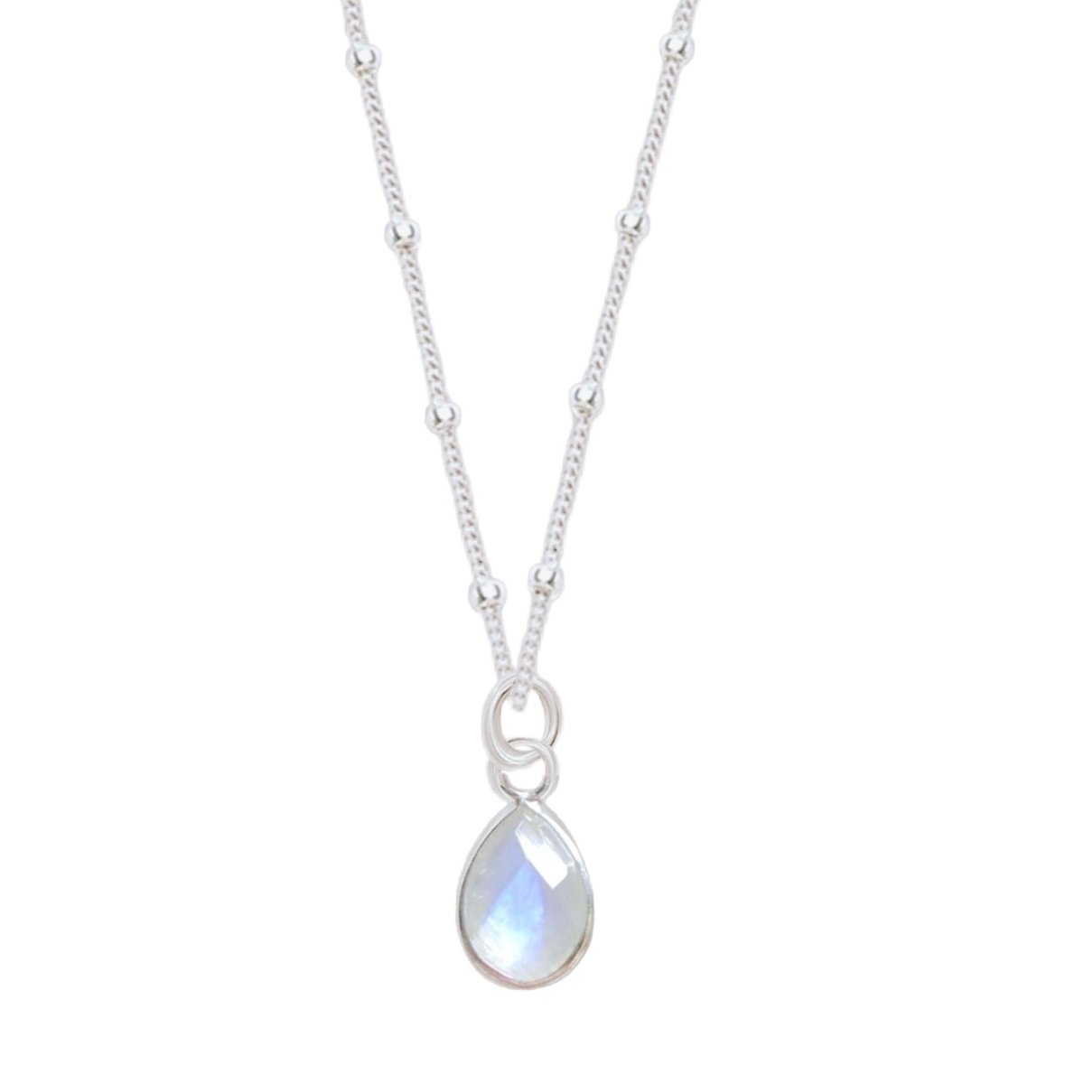 Laiha Bell Mini Droplet Moonstone Necklace - Dainty Sterling Silver Pendant Jewelry for Women | Perfect for Everyday Wear, Gift Giving & Special Occasions