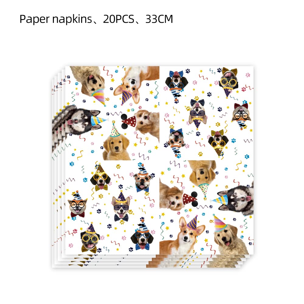 20pcs Dog Birthday Party Decorations Set - Paper Plates & Napkins for Puppy Themed Celebrations | Perfect for Pet Birthday Parties, Dog Show Events & Puppy Adoption Celebrations