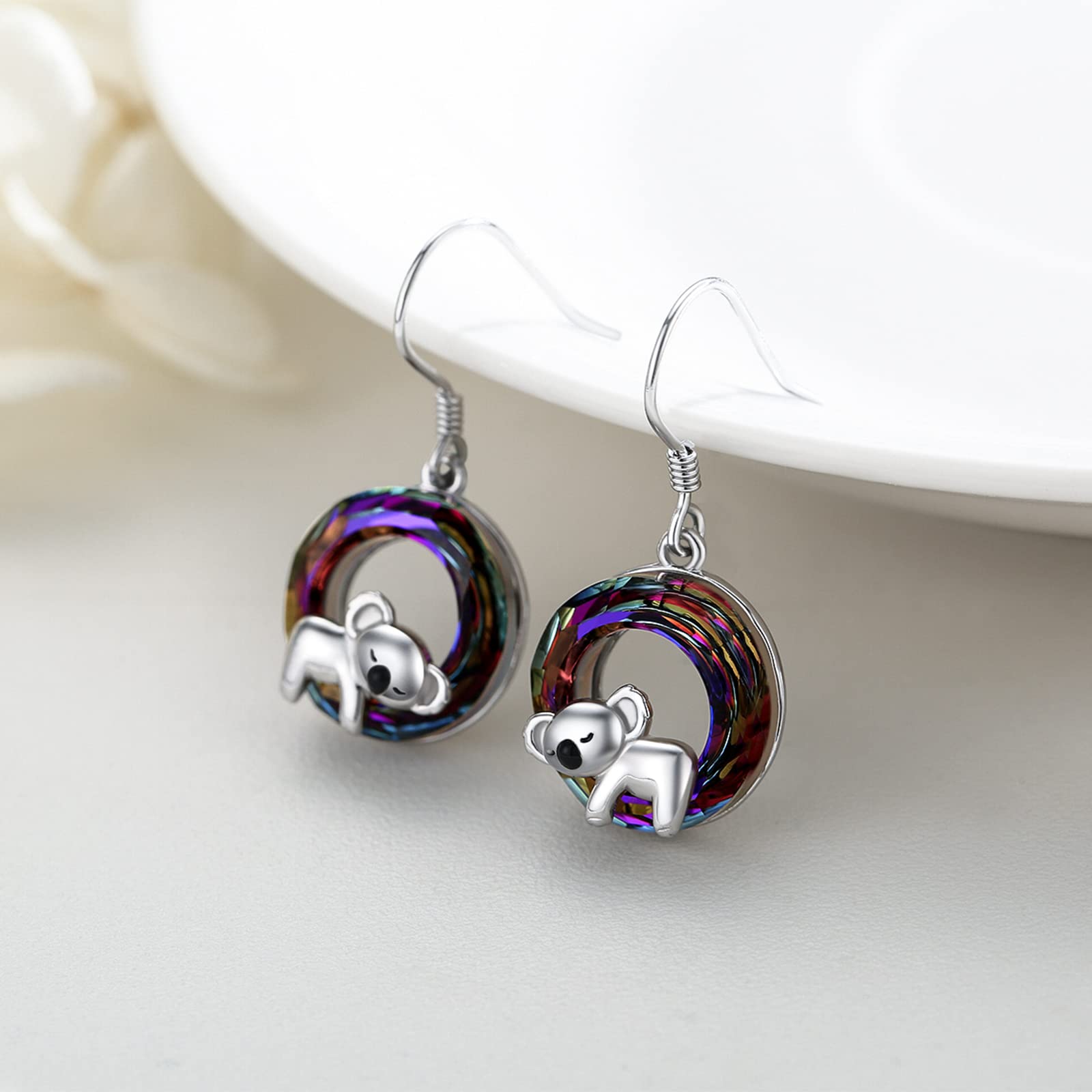 925 Sterling Silver Cute Animal Crystal Dangle Earrings for Women - Elegant Jewelry Gift for Birthday, Anniversary & Special Occasions | Perfect for Party, Wedding & Everyday Wear