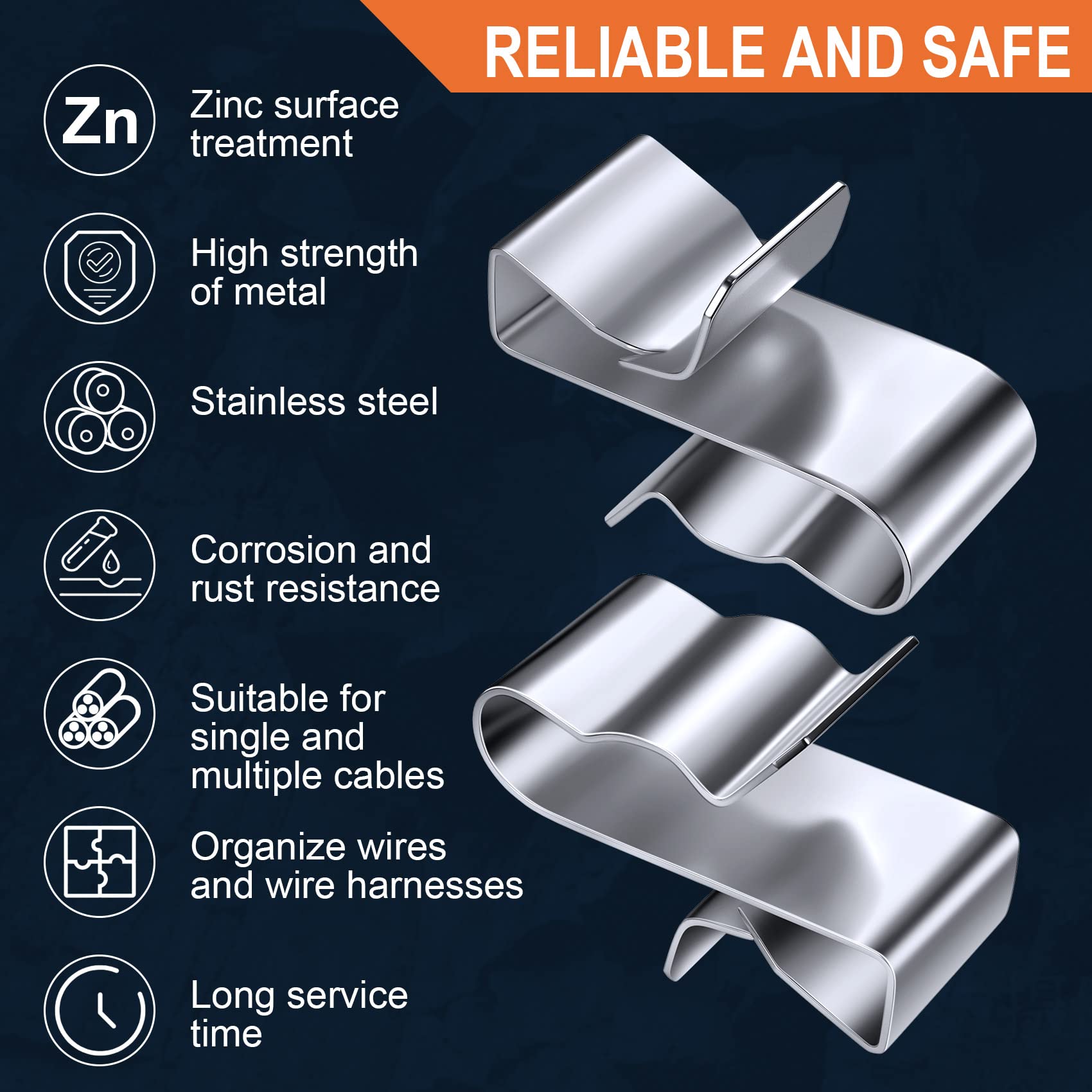 OIIKI 18PCS Stainless Steel Trailer Frame Wire Clips - 23mm Cable Clips for Automotive Wire Management, Boat Trailer & Fishing Boat Cable Organization - Perfect for Securing Wires on Trailers, RVs, and Marine Vehicles