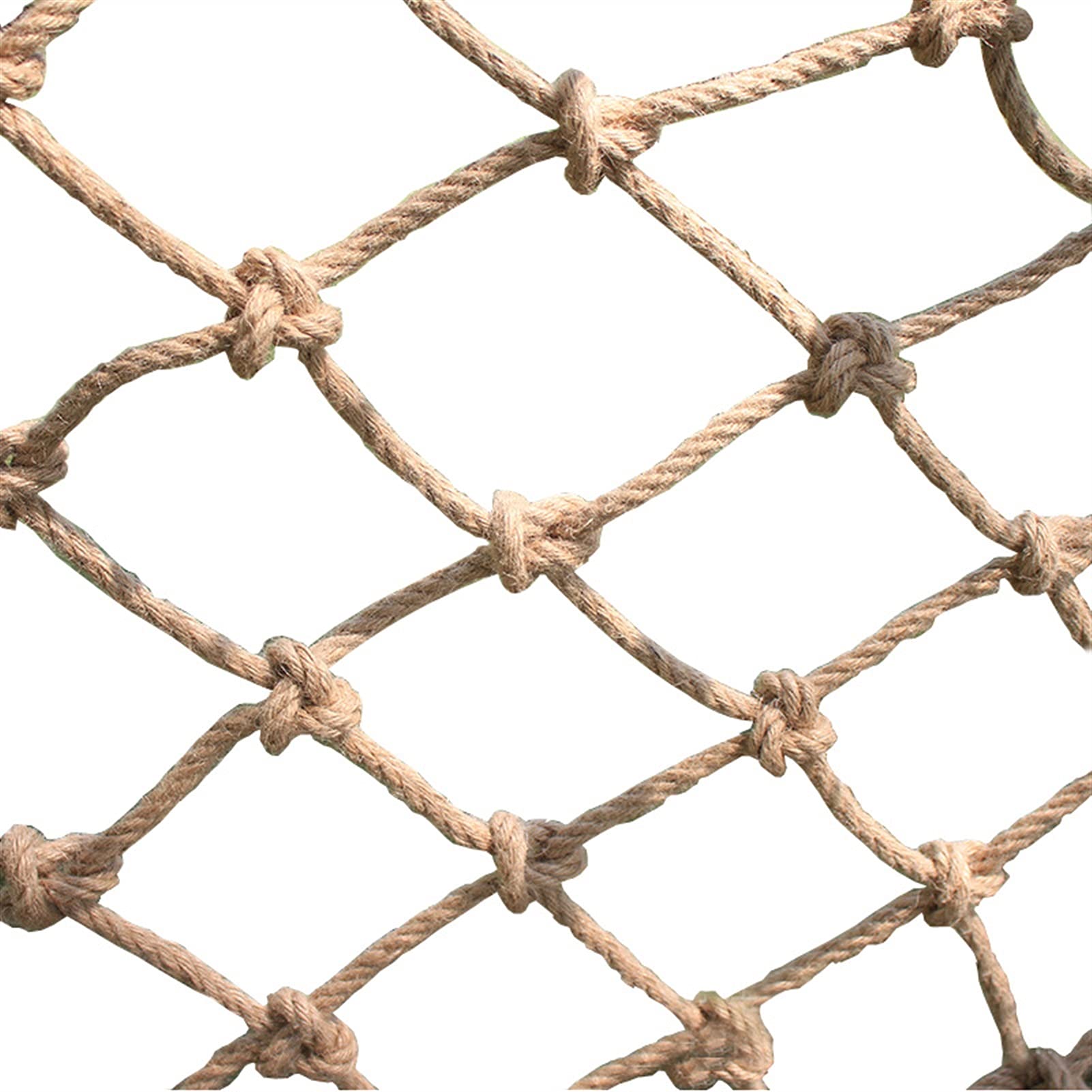 Premium RZM Anti-Fall Safety Net - 4x4m Beige Hemp Rope Decorative Climbing Net for Balcony, Ceiling & Outdoor Party Decor - 10cm Mesh Child Protection Netting - Perfect for Home Safety, Garden Decor & Play Areas