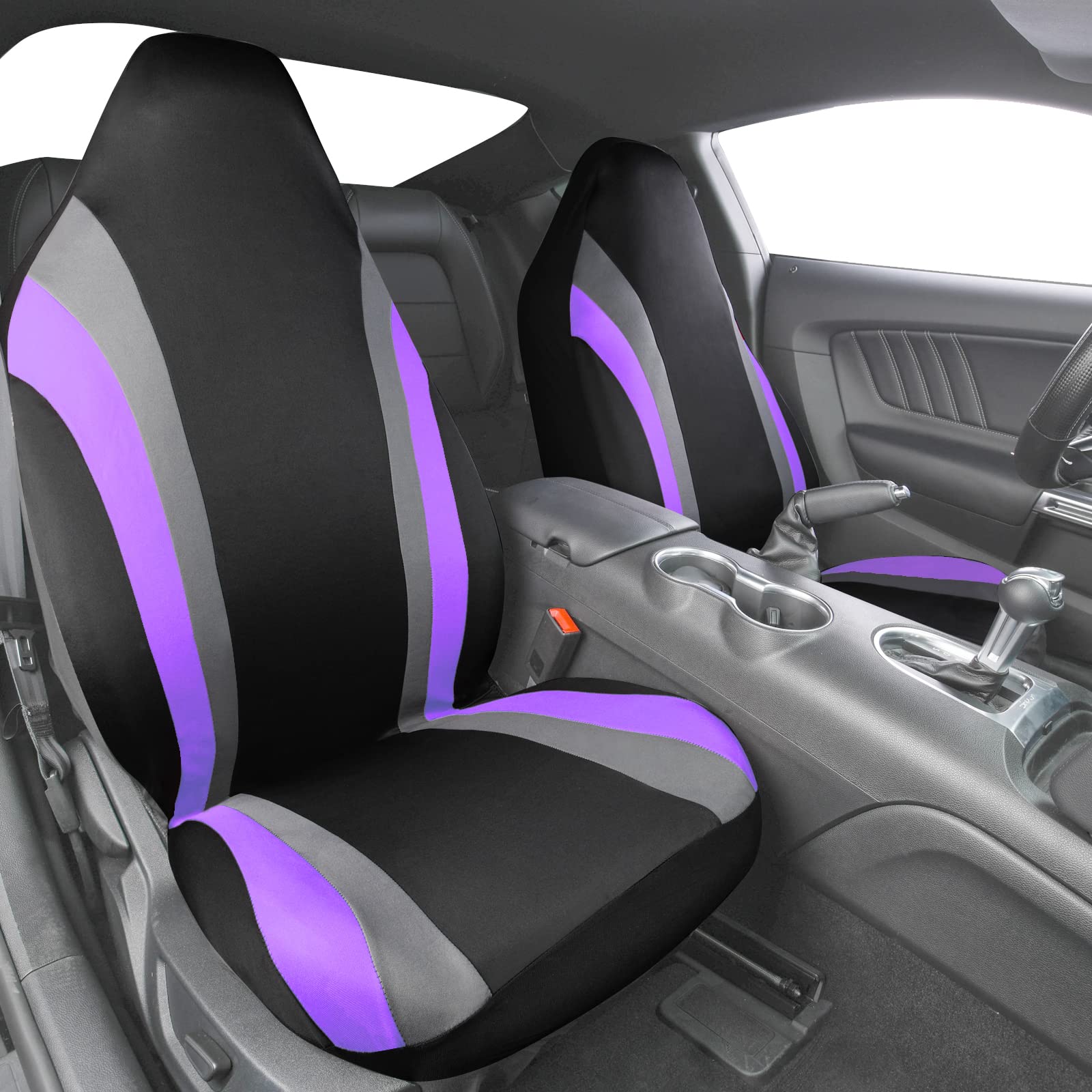 Universal Fit High Back Car Seat Covers for Front Seats - Airbag Compatible, Purple (2-Piece Set) | Durable Protection & Comfort for Cars, Trucks, SUVs | Perfect for Daily Commute, Road Trips & Family Travel