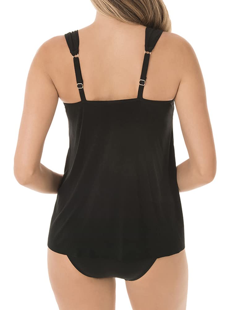 Miraclesuit Women's Dazzle Scoop Neck Underwire Bra Tankini Top - Flattering Swimwear for Women, Supportive Bathing Suit with Adjustable Straps - Perfect for Pool Parties, Beach Vacations & Summer Getaways