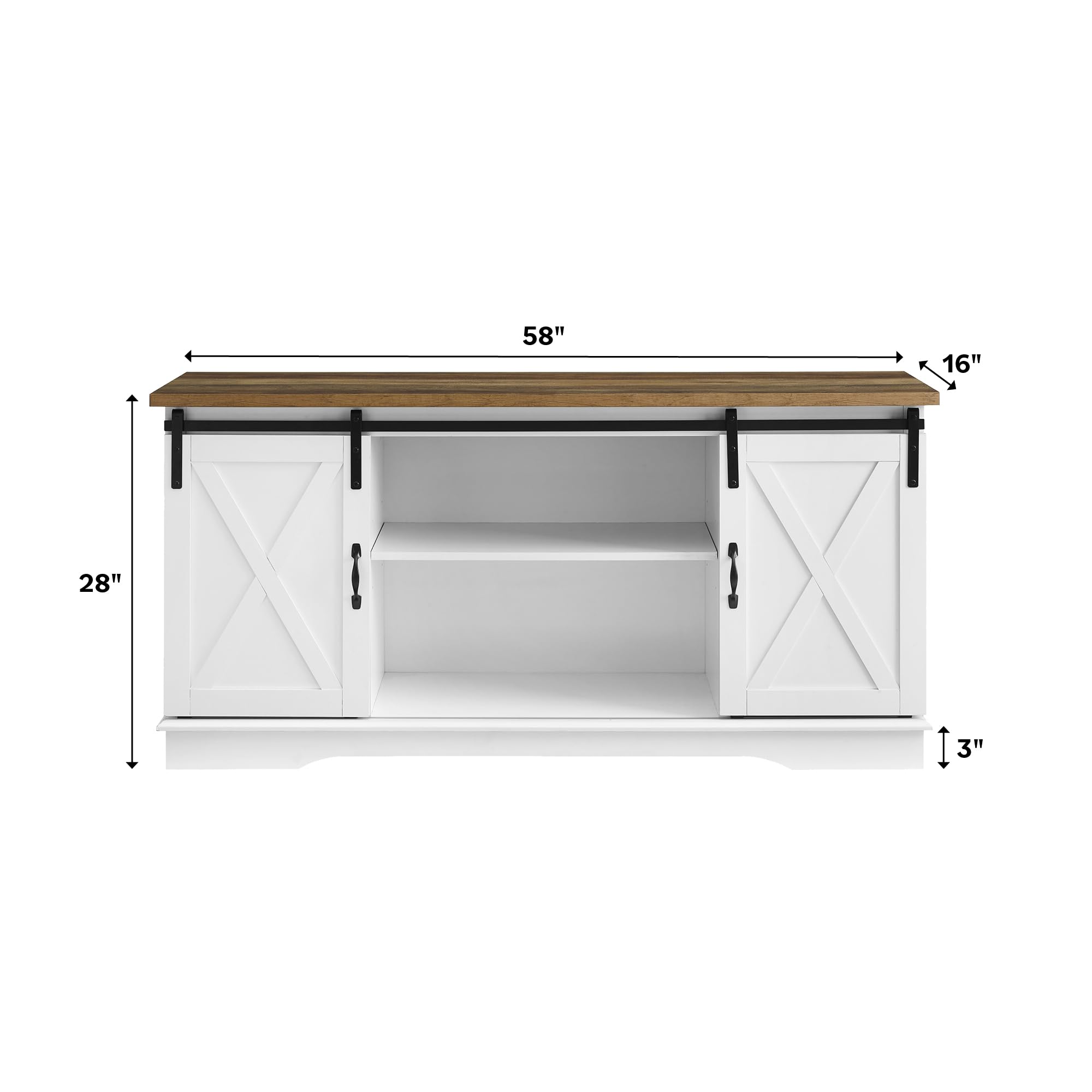 Walker Edison Richmond Modern Farmhouse 65 Inch TV Stand with Sliding Barn Doors - Rustic Grey Wash Finish for Living Room, Bedroom & Home Theater