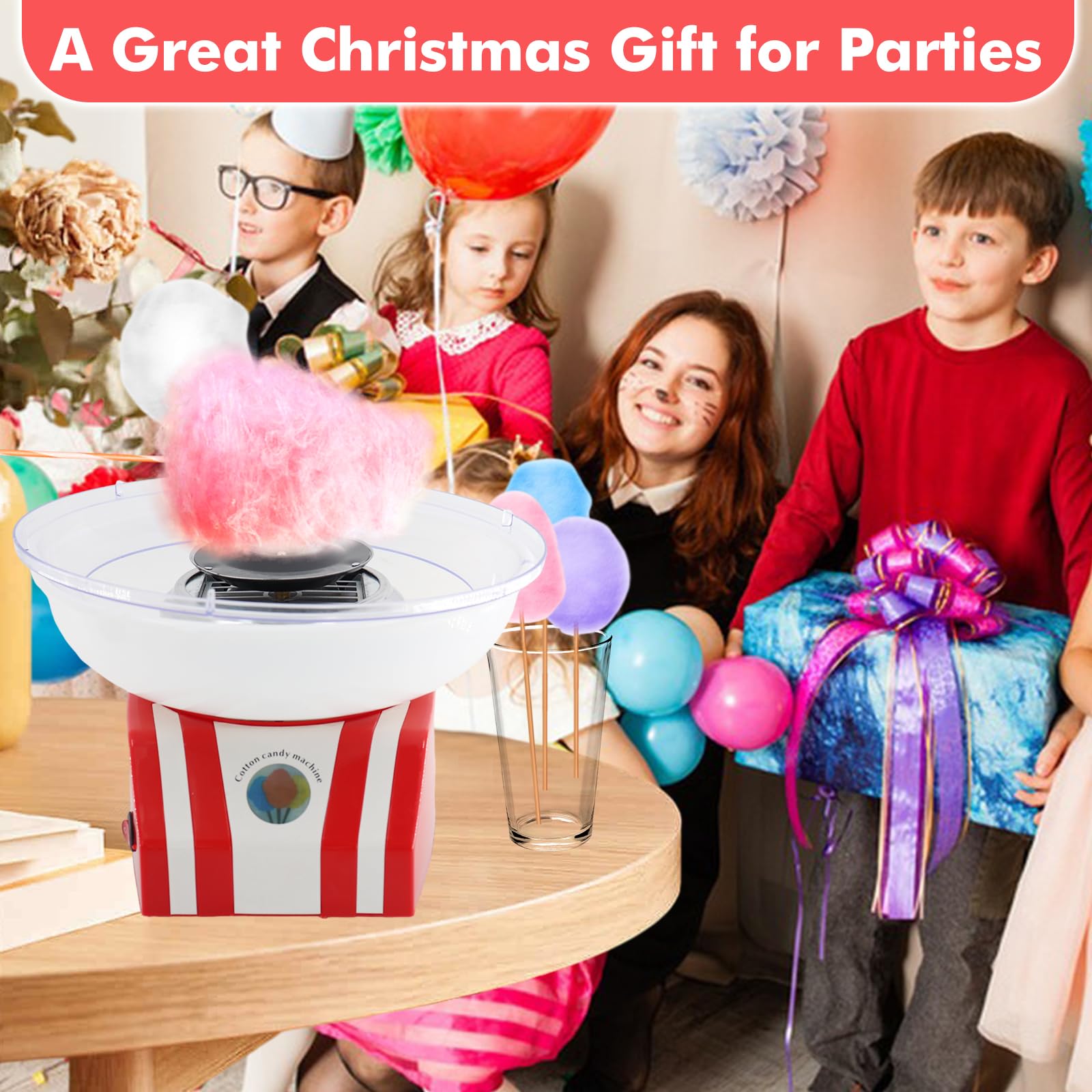 Kids Cotton Candy Maker Machine for Home & Parties - Birthday Christmas Gift