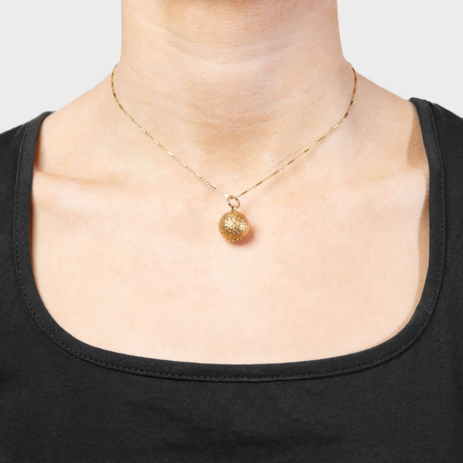 14K Gold Victorian Ball Pendant Necklace - Elegant Antique Jewelry for Women, Perfect for Weddings, Parties & Special Occasions