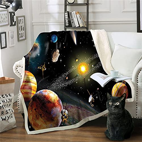 Soft Warm Fleece Blanket with Universe Stars Print - 230x200cm Cozy Throw for Sofa, Bed & Couch - Perfect for Autumn & Winter - Ideal for Children & Adults - Great for Home Decor, Gifts & Snuggling