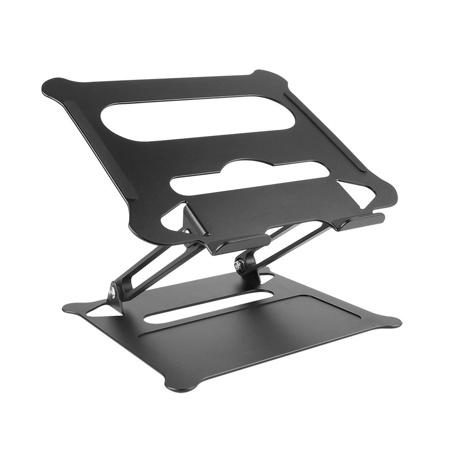 Gxswlaaa Adjustable Aluminum Laptop Stand - Portable Folding Notebook Computer Holder with Cooling & Non-Slip Base (Black) | Perfect for Home Office, Coffee Shops & Travel