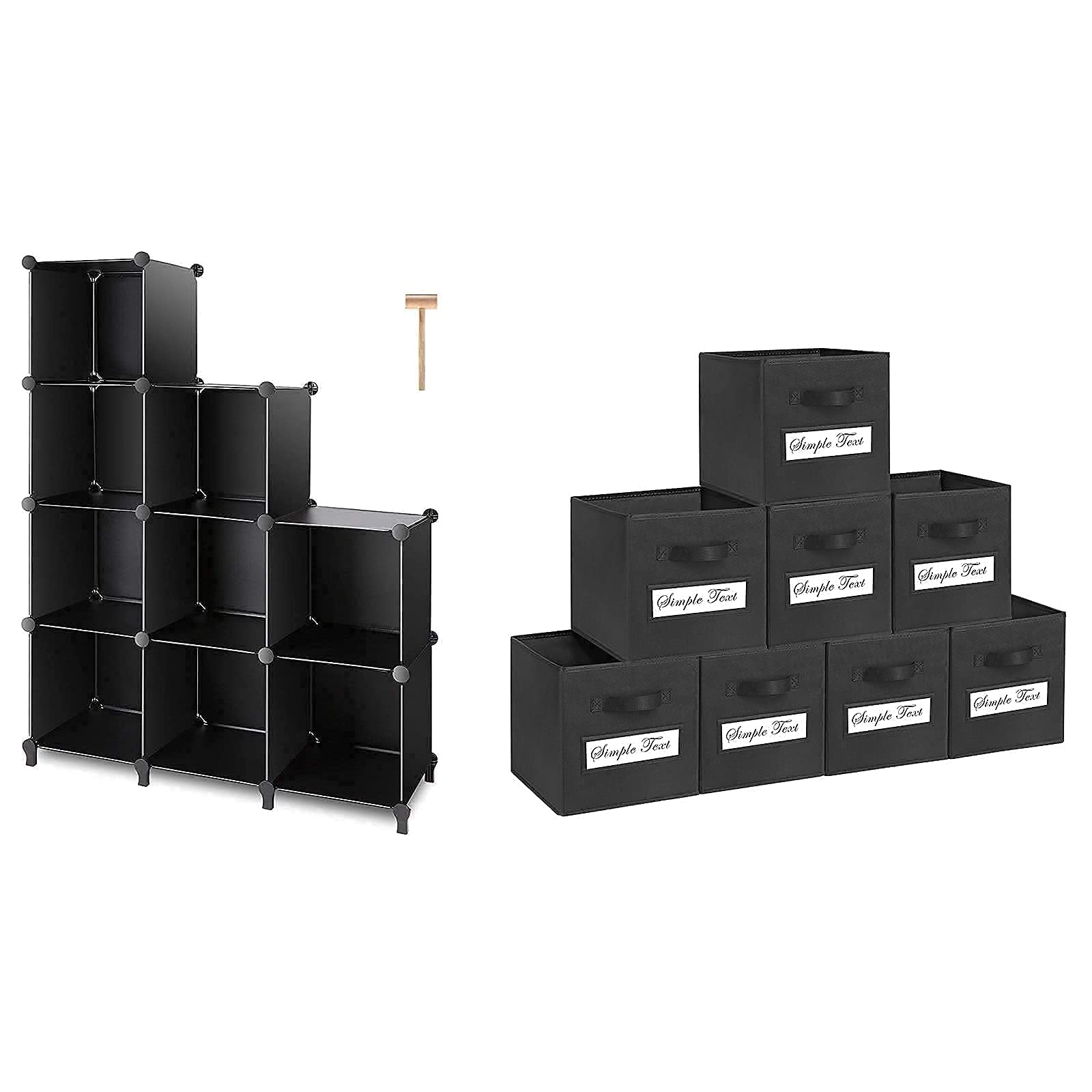 TomCare 9-Cube Closet Organizer with 8 Storage Bins - Foldable Cube Storage Shelves for Bedroom, Living Room & Office Organization - Perfect for Toys, Books & Home Decor Storage