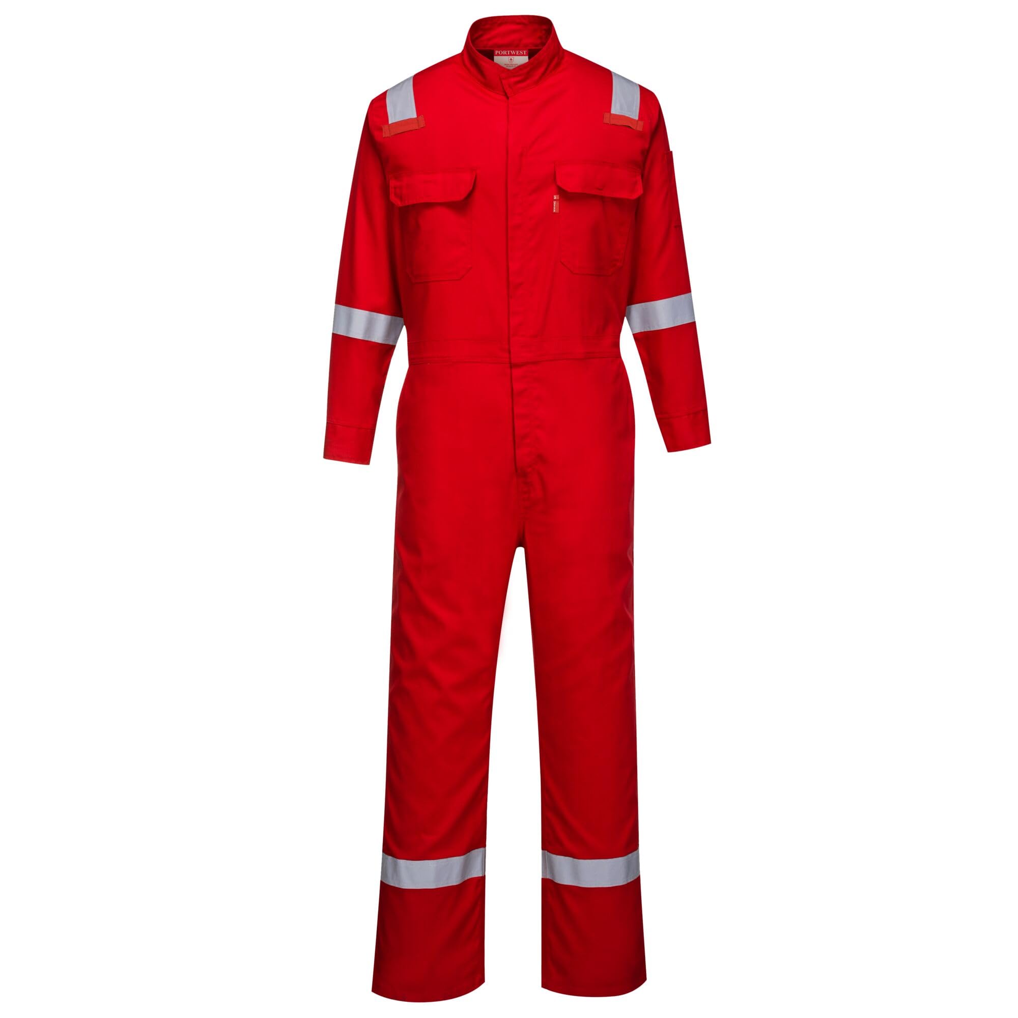 Portwest FR94 Bizflame Fire Resistant Coverall with FR Reflective Tape - ASTM/NFPA Certified - Red - Size 6XL - Flame Retardant Workwear for Industrial Safety & Hazardous Environments
