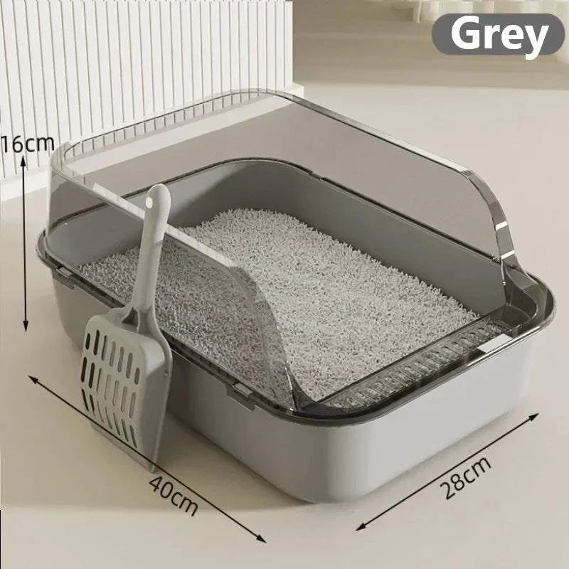 Semi-Enclosed Cat Litter Box with Odor Control - Privacy Hood for Indoor Cats - Perfect for Small Spaces & Apartments
