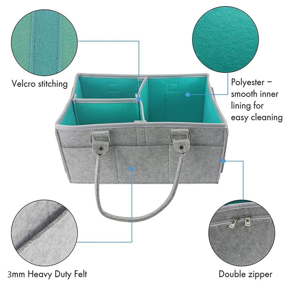 Soft Felt Baby Diaper Caddy Organizer with Multiple Pockets - Portable Nursery Storage Basket for Diapers, Wipes & Baby Essentials - Perfect for Nursery, Changing Table & On-the-Go Parenting