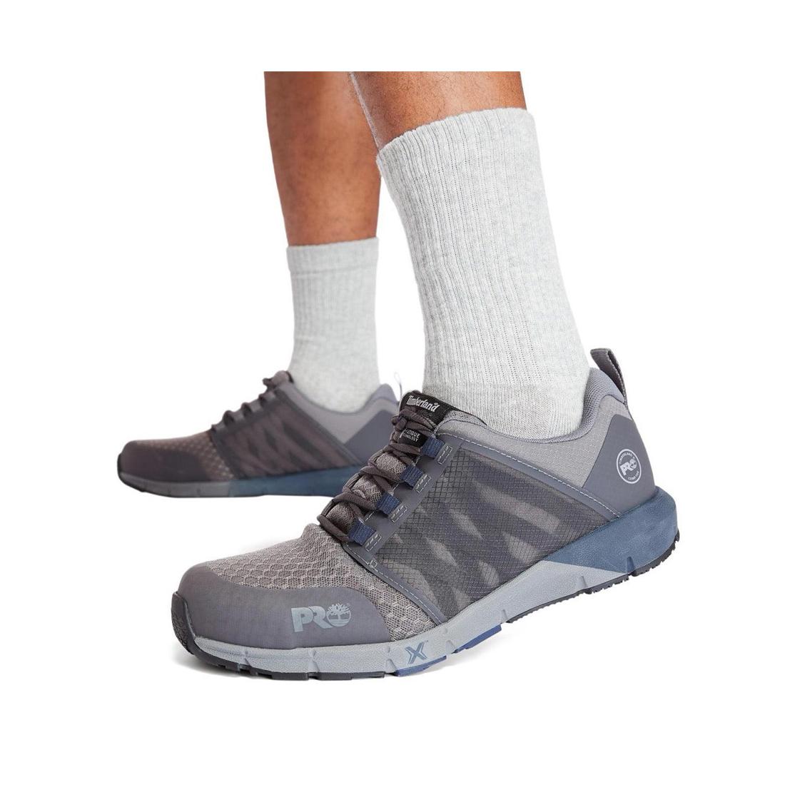 Radius Composite Toe Work Shoes for Men - Lightweight Safety Grey Work Boots for Construction & Warehouse - OSHA Compliant Non-Metallic Toe Protection