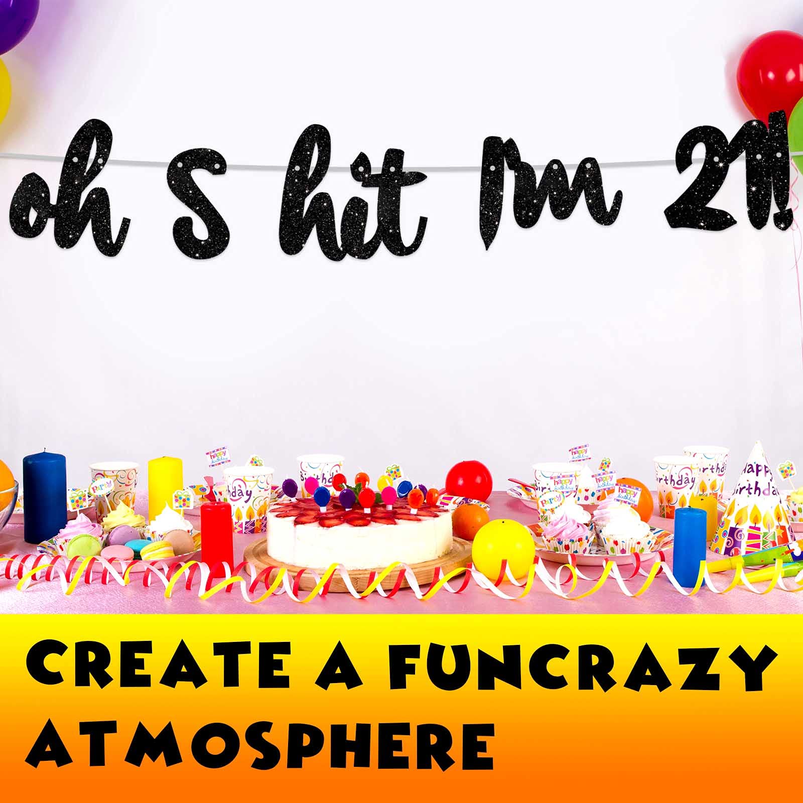 Glitter Black 'Cheers to 21 Years' Birthday Banner Backdrop - Happy 21st Birthday Party Decorations for Men & Women - Photo Studio Props, Flags & Party Supplies - Perfect for 21st Birthday Celebrations, Photo Booths & Milestone Decor