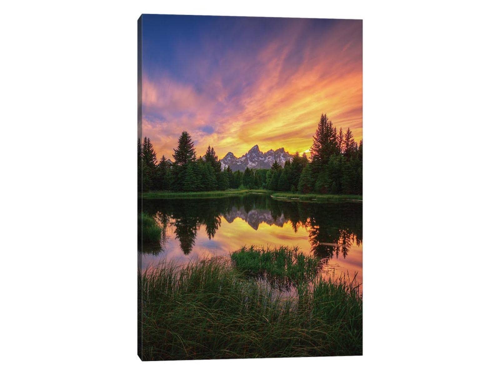 GUTTATY Framed Canvas Wall Art - 32x48 Inches Landscape Nature Painting with Mountains & Forest, Ready to Hang for Living Room & Bedroom Decor | Perfect for Modern Home, Office, or Gift (Wall Decor Ideas)