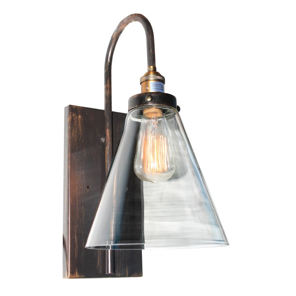 Artcraft Lighting Greenwich 1-Light Wall Sconce with Cone Shaped Glass in Oil Rubbed Bronze Finish - Perfect for Entryway, Hallway, and Bedroom Wall Lighting