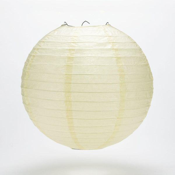 5-Pack 8-Inch Ivory Round Paper Lanterns with Even Ribbing - Hanging Party Decorations for Weddings, Baby Showers & Home Decor
