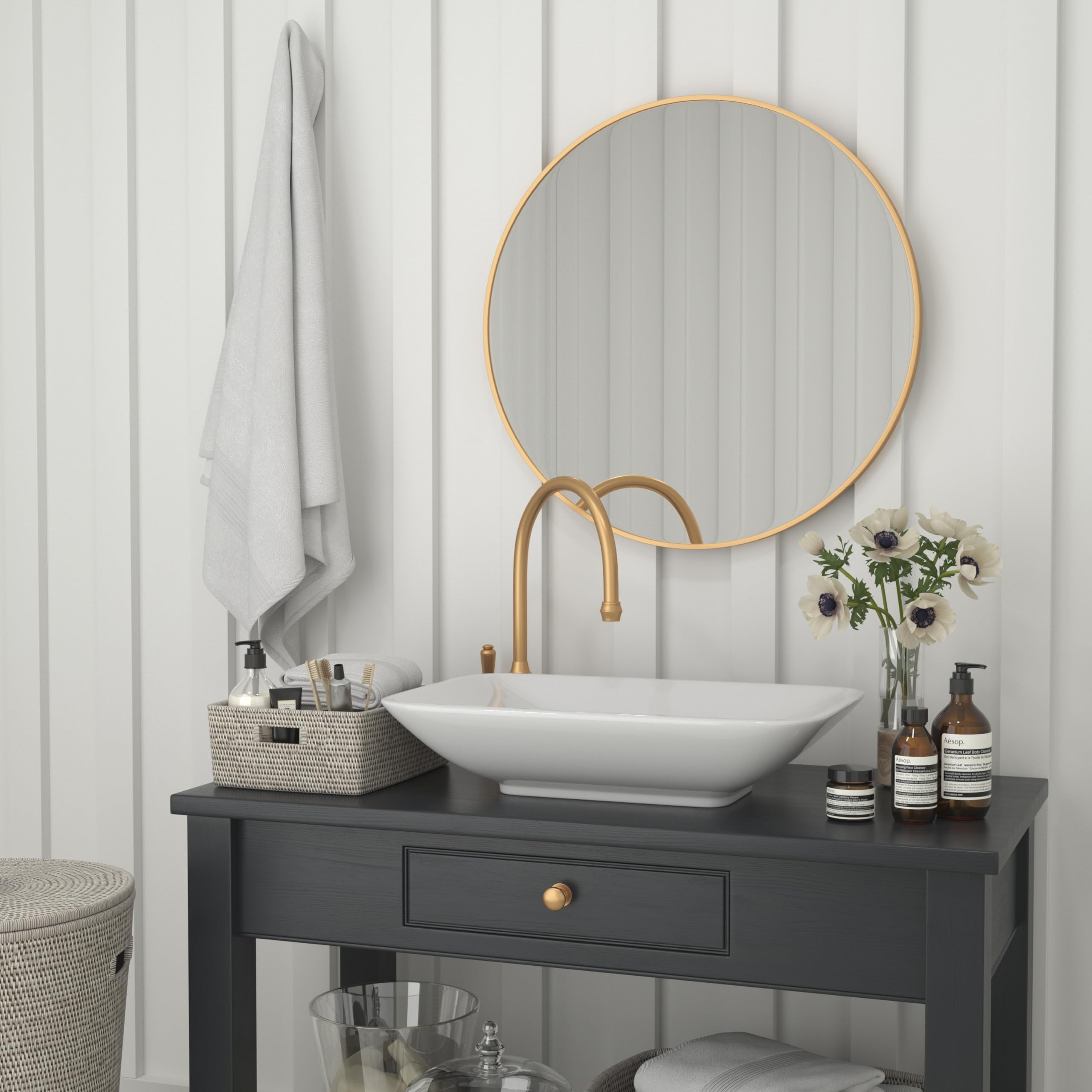 Gold Round Wall Mirror 30
