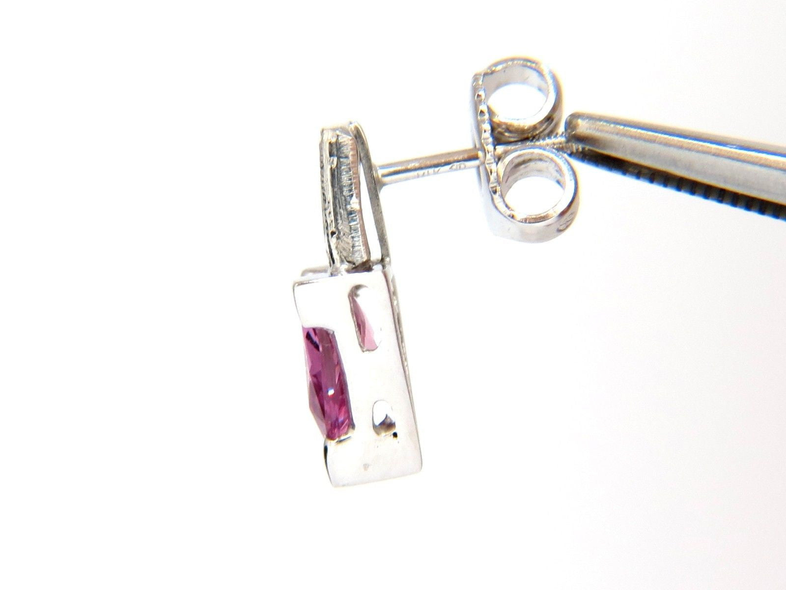 1.90ct Natural Vivid Pink Trilliant Sapphire & Diamond Stud Earrings in 14K Gold - Perfect for Weddings, Anniversaries & Special Occasions