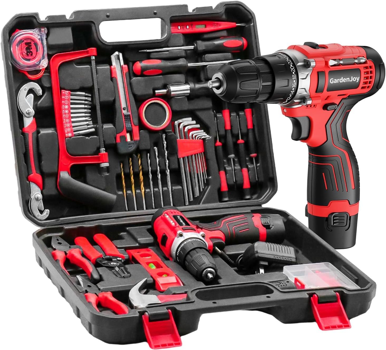 85-Piece Home Tool Set with 12V Cordless Power Drill - Electric Drill Driver Kit for DIY Projects, House Repairs & All-Purpose Home Maintenance - Complete Household Tool Kit with Storage Case for Garage, Workshop & Construction Use