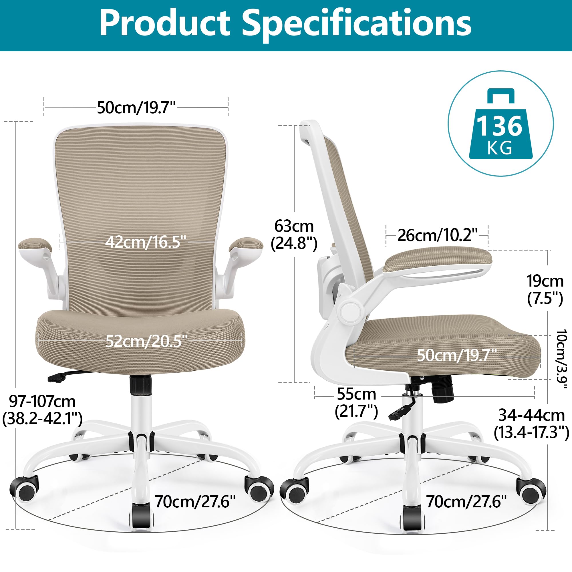 FelixKing Ergonomic Office Chair - Adjustable High Back Mesh Desk Chair with Lumbar Support & Flip-Up Armrests - Comfortable Rolling Swivel Computer Task Chair for Home Office, Gaming, and Workspace