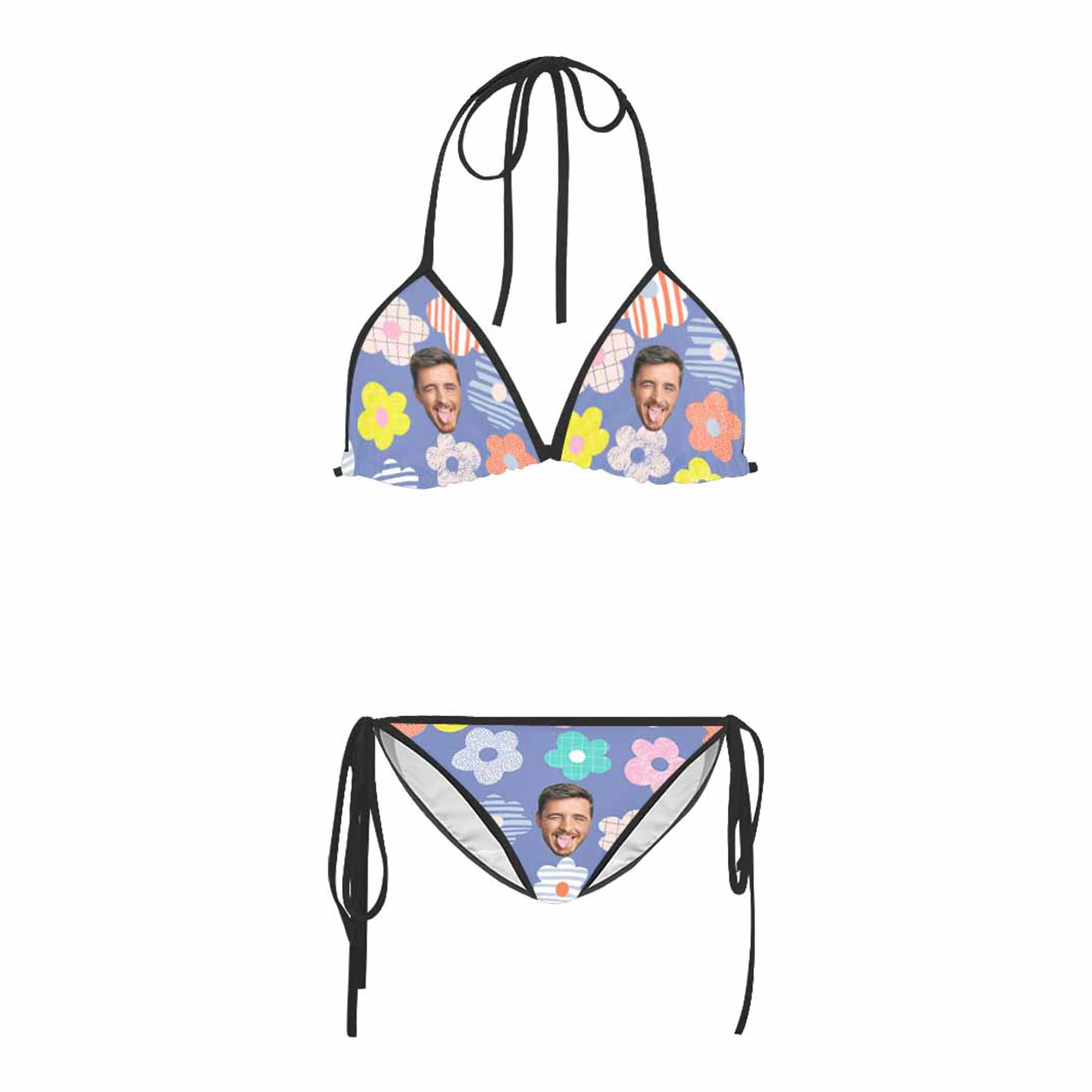 Custom Printed Men's Faces Two-Piece Bikini Set for Women - Funny Couple Swimwear for Beach Vacation, Pool Party & Summer Surfing