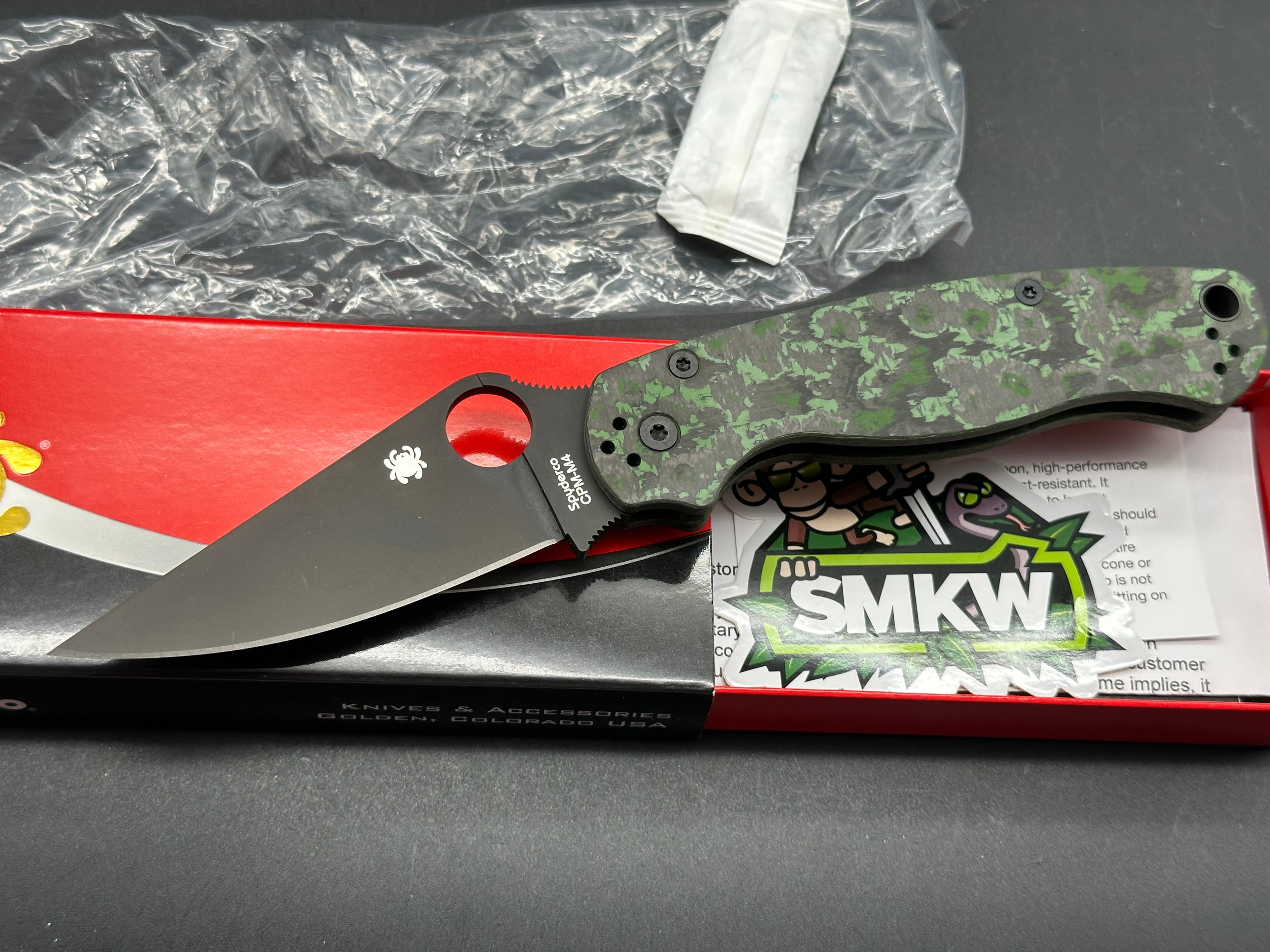 Spyderco Para 2 Folding Knife - New in Box, Green Jungle Camo, M4 Steel Blade - Perfect for Outdoor Camping, Hunting & Survival Gear