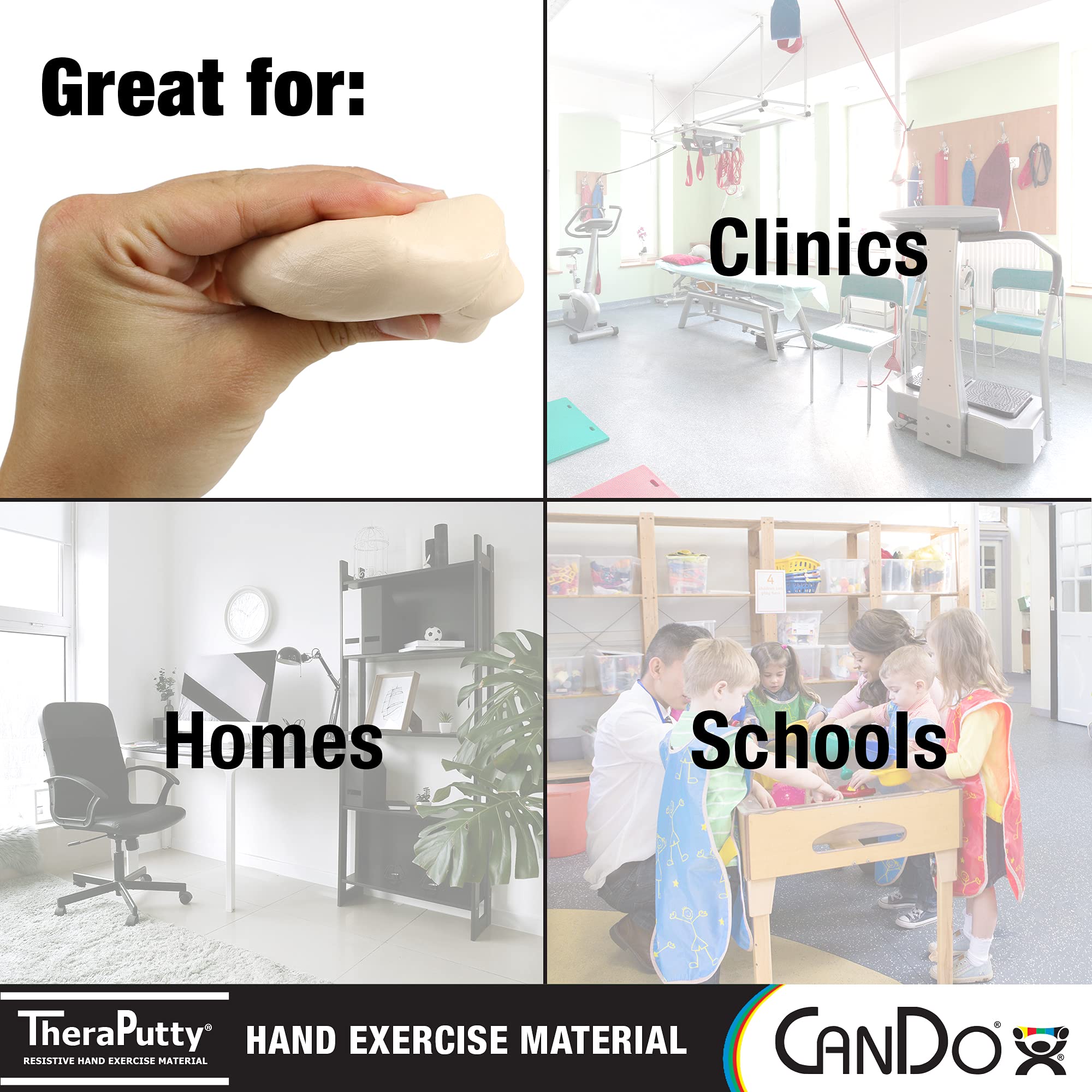 CanDo TheraPutty Standard Hand Exercise Putty - Occupational Therapy Putty for Rehabilitation, Hand Strengthening & Stress Relief - Improves Motor Skills & Grip Strength for Adults & Seniors - Perfect for Physical Therapy, Arthritis Relief & Post-Surgery Recovery