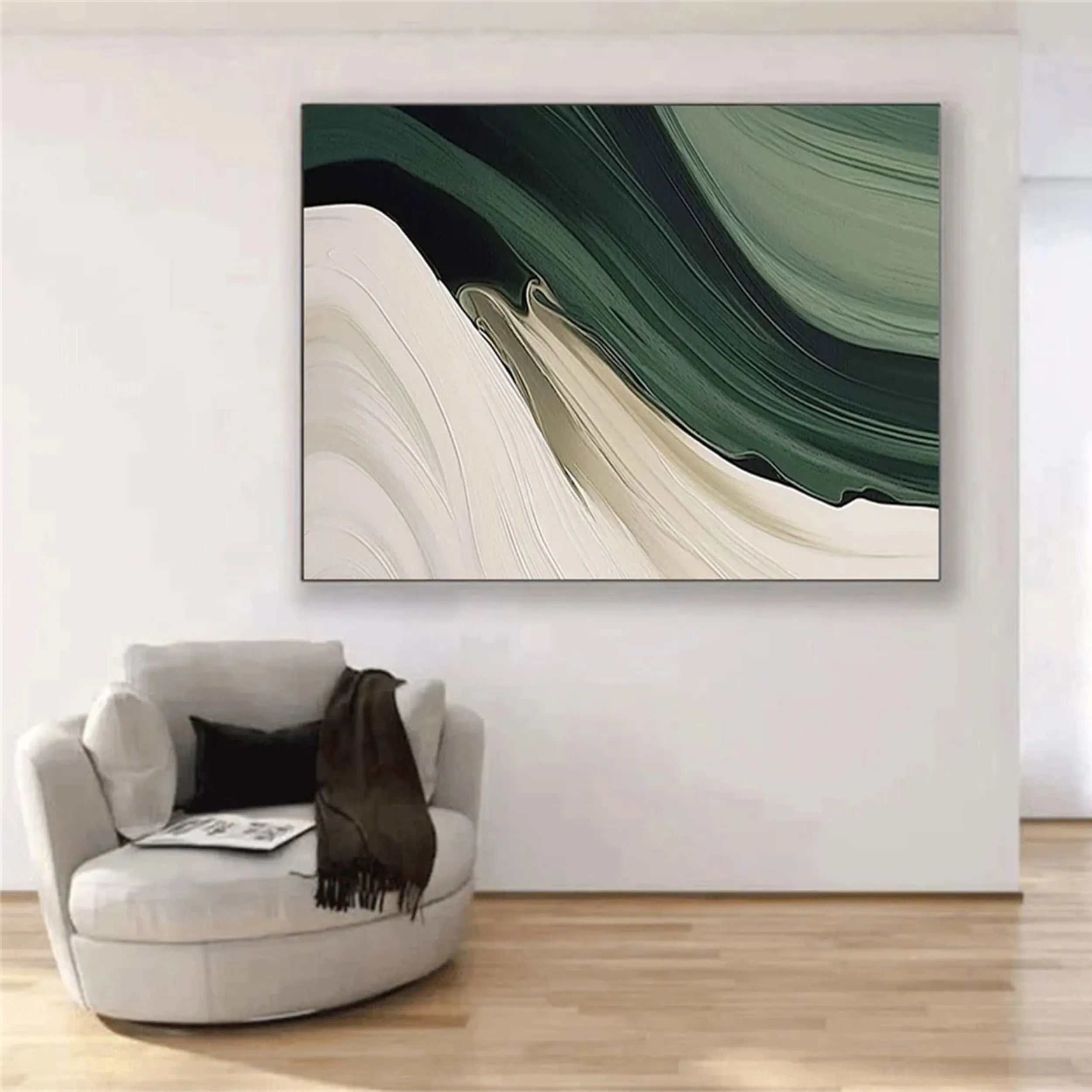 Blue & Green Abstract Wall Art Painting #BG045 - Modern Canvas Print for Living Room, Bedroom & Office Decor