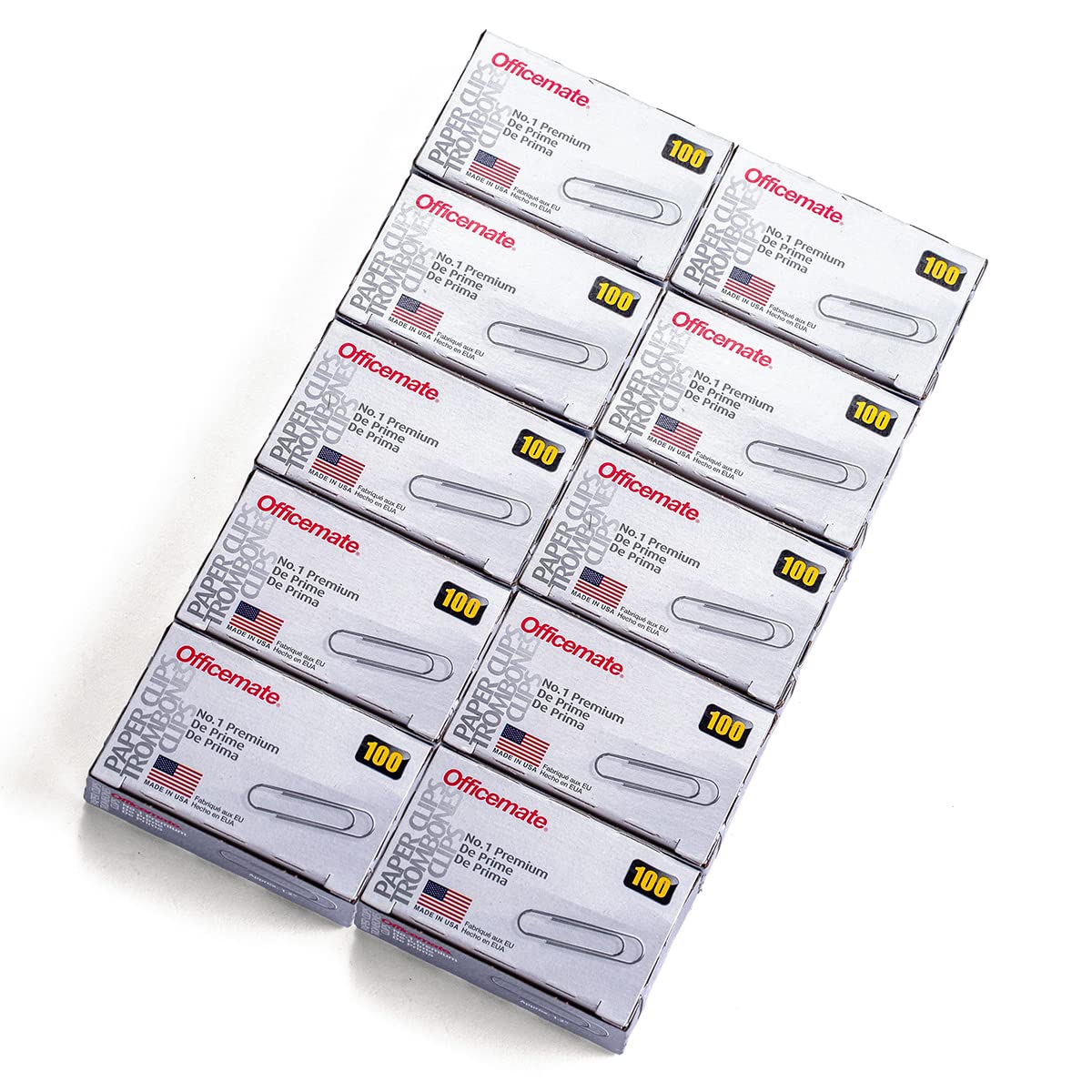Officemate Premium #1 Silver Paper Clips - 1000 Count (10 Boxes of 100) for Office, School & Home Organization - Perfect for Documents, Bills & Craft Projects