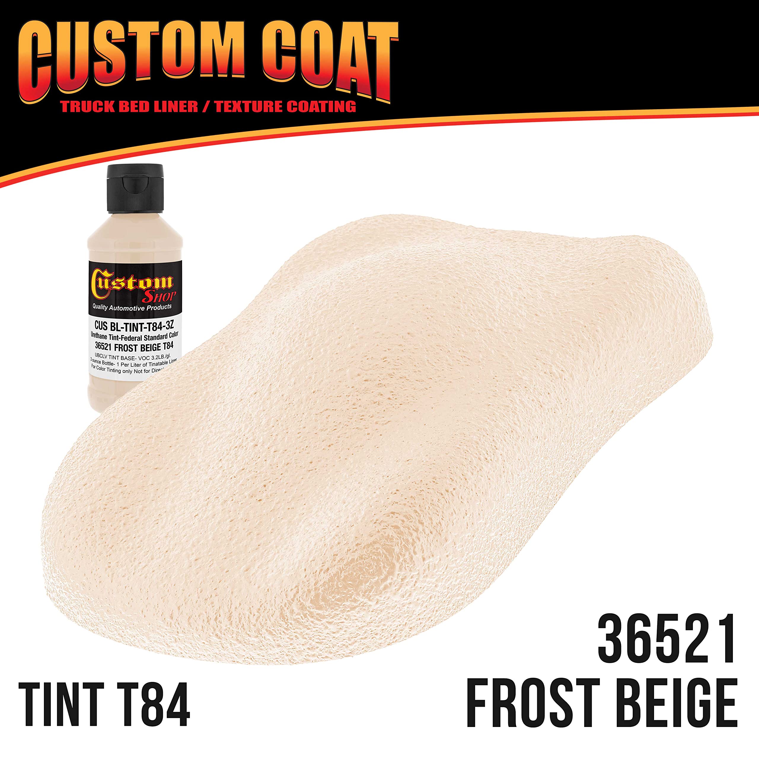 Federal Standard Color #36521 Frost Beige T84 Urethane Truck Bed Liner Kit - 2 Gallon Roll-On, Brush-On or Spray-On Protective Coating with Roller Applicator | Durable Textured Finish for Pickup Trucks, Trailers & Off-Road Vehicles