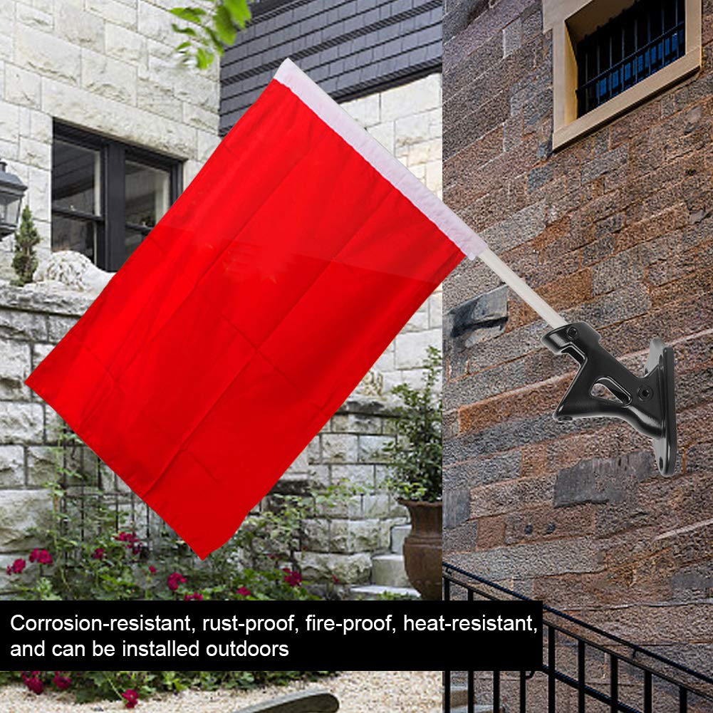 Stainless Steel Flag Pole Holder Bracket - Heavy Duty Outdoor Flag Mounting Base for House, Garden, Yard & Patio - Black Flagstick Support for 1.5