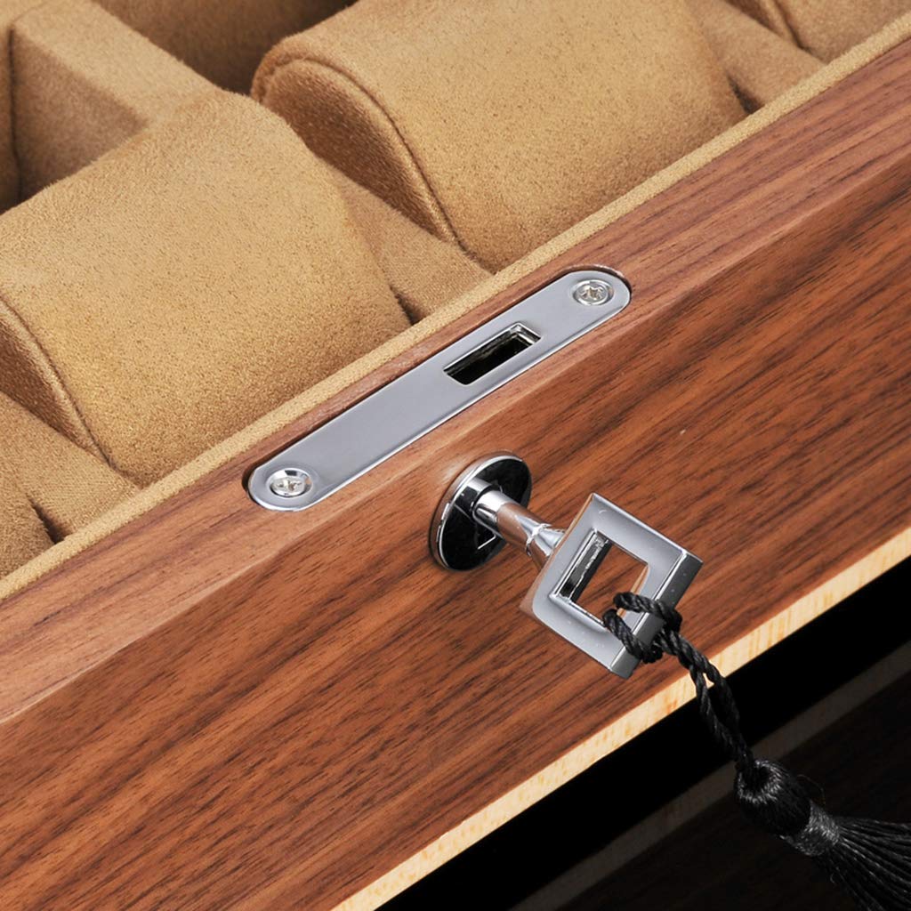 Premium 10-Slot Wooden Watch Box with Glass Top & Cushions - Luxury Watch Storage Case for Men & Women, Jewelry Display Organizer - Perfect for Travel, Home & Office Use