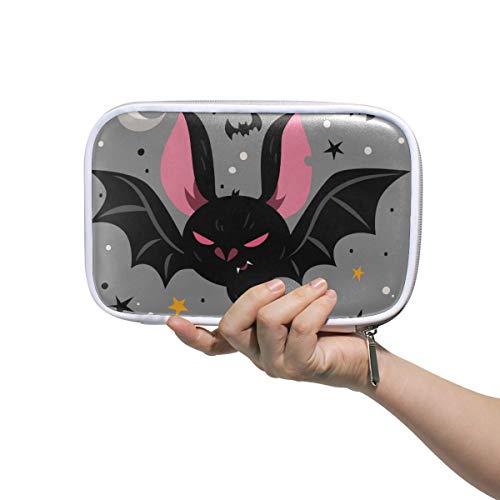 ILEEY Halloween Bat Flat Design Pencil Case & Cosmetic Bag - Large Capacity Makeup Organizer Clutch Pouch for Travel, School, Office & Daily Use
