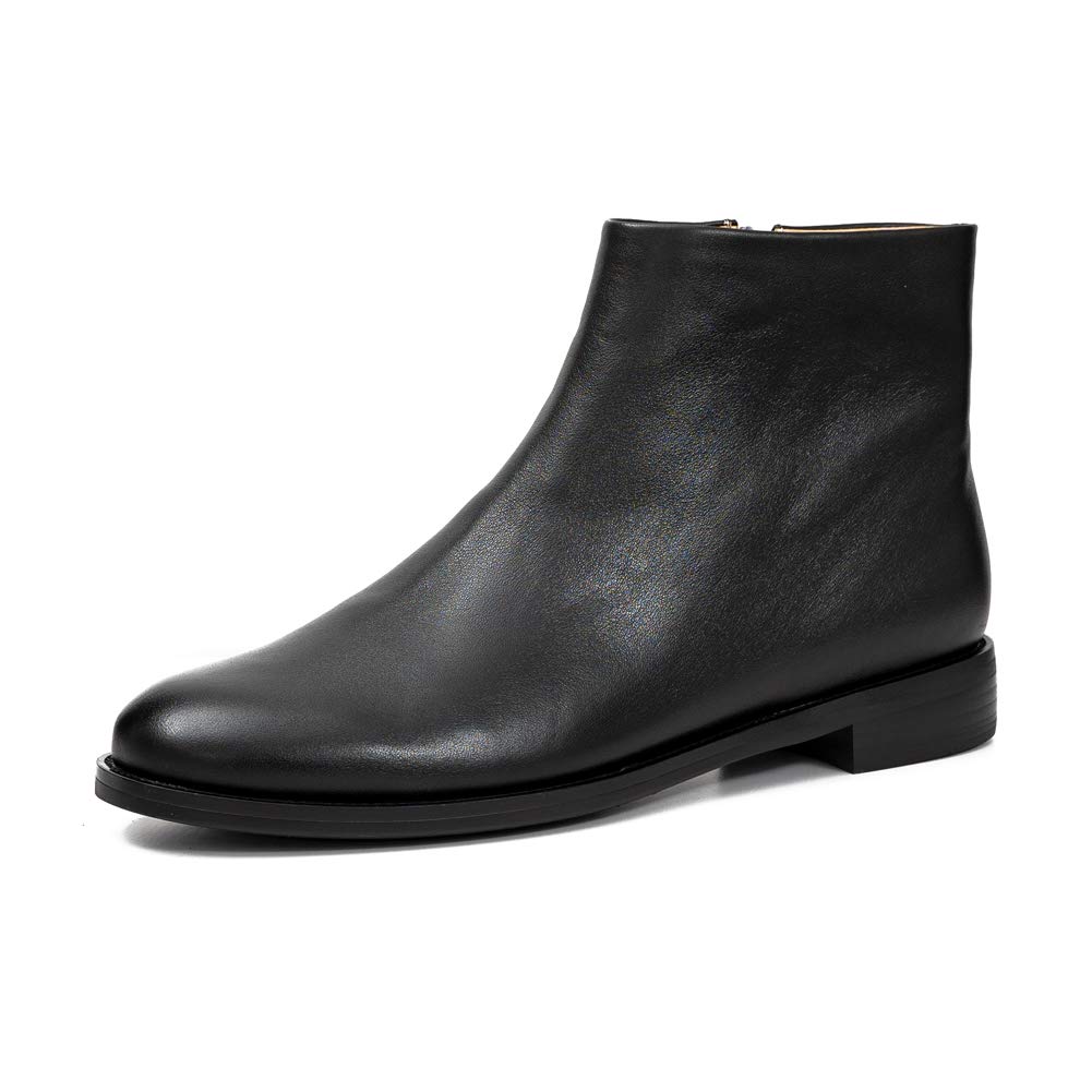Stylish Women's Minimalist Leather Ankle Boots - Comfortable Low Heel Chelsea Booties for Fall & Winter | Perfect for Office, Dating & Casual Outfits