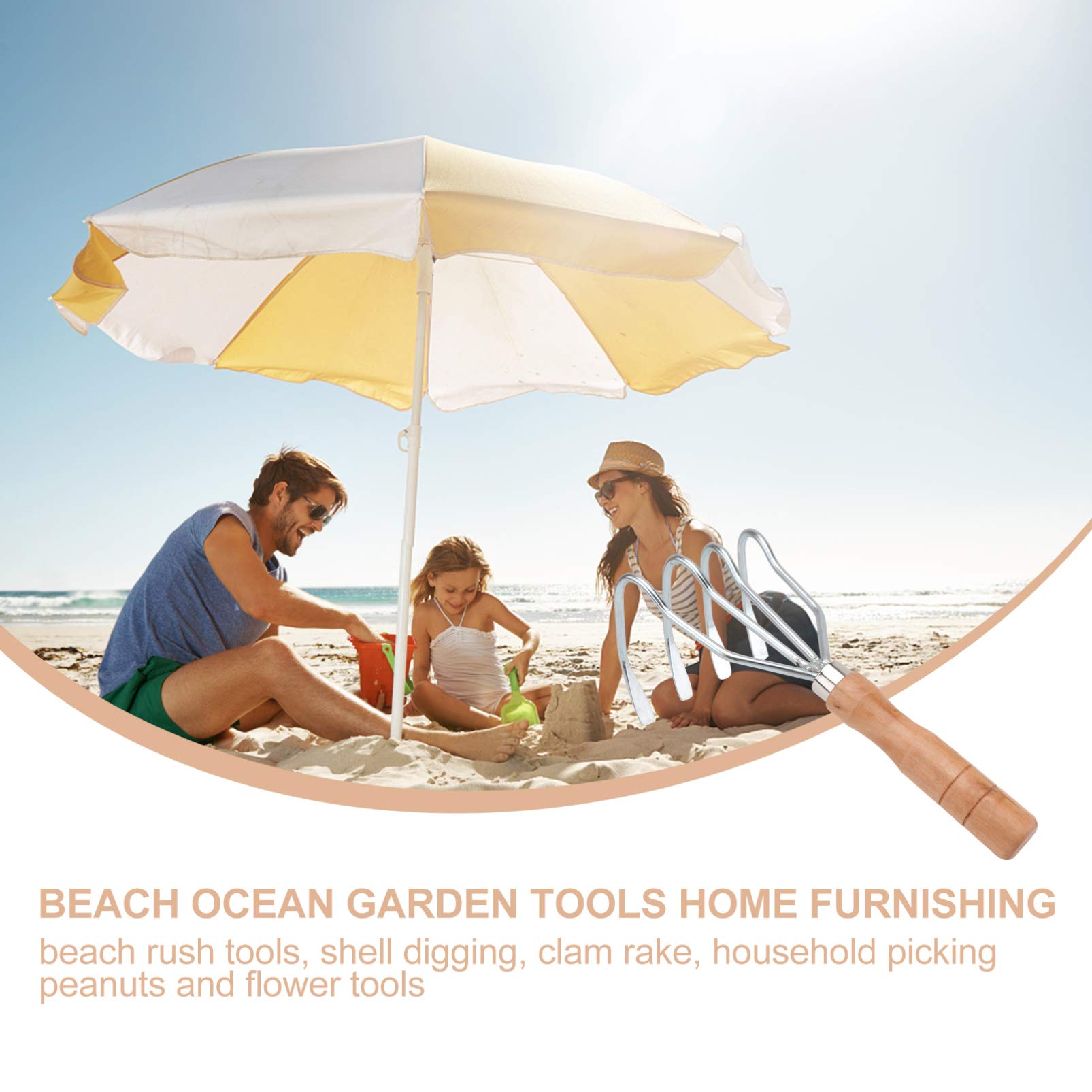 DOITOOL 1pc Metal Rake - Heavy Duty Beach & Garden Rake Tool for Sand, Leaves, Soil - Perfect for Gardening, Landscaping, and Beach Cleaning