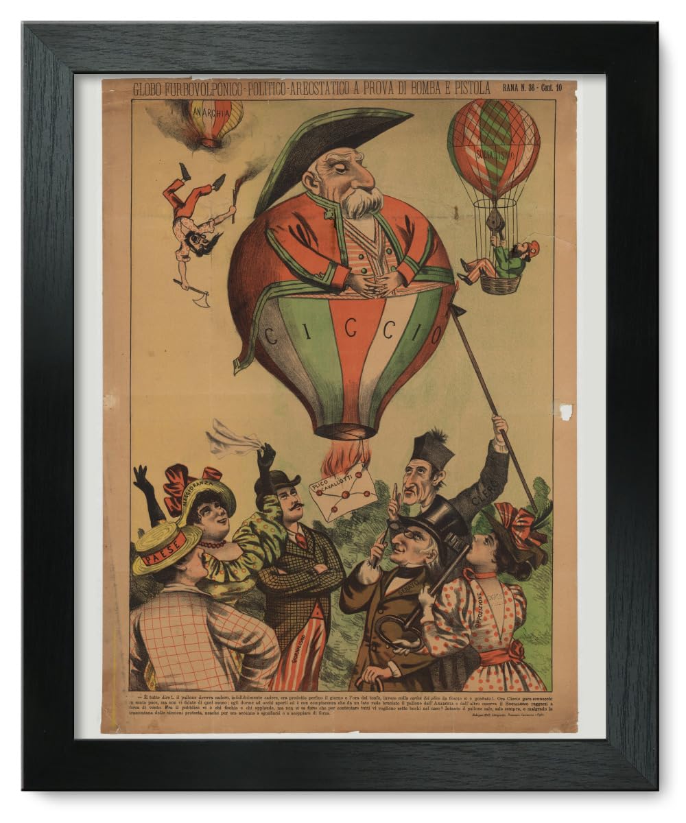12x15 Framed Print: Globo Furbovolponico-Politico-Areostatico Bomb-Proof Artwork - Perfect for Home Decor, Office Wall Art & Unique Gift Ideas
