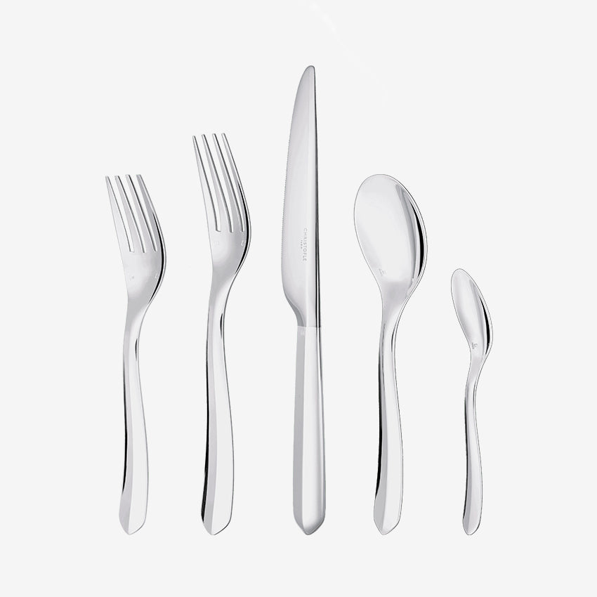 Christofle Infini 5-Piece Silver Plated Flatware Set - Elegant Tableware for Fine Dining, Weddings & Special Occasions