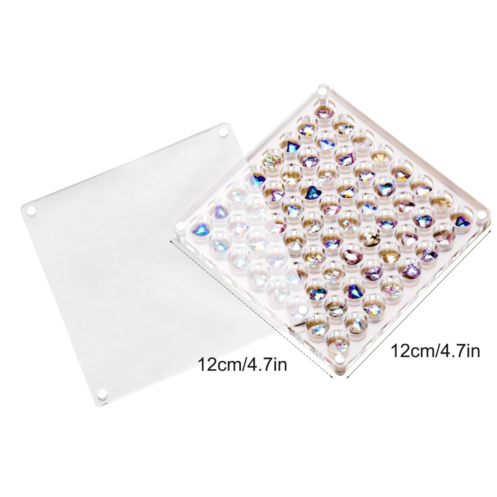 Acrylic Magnetic Seashell Display Box - 64 Grid Round Organizer for Beach Treasures, Gems, Jewelry & Crafts | Decorative Storage for Shells, Starfish & Small Trinkets | Perfect for Beach House Decor, Craft Room Organization & Gift Packaging