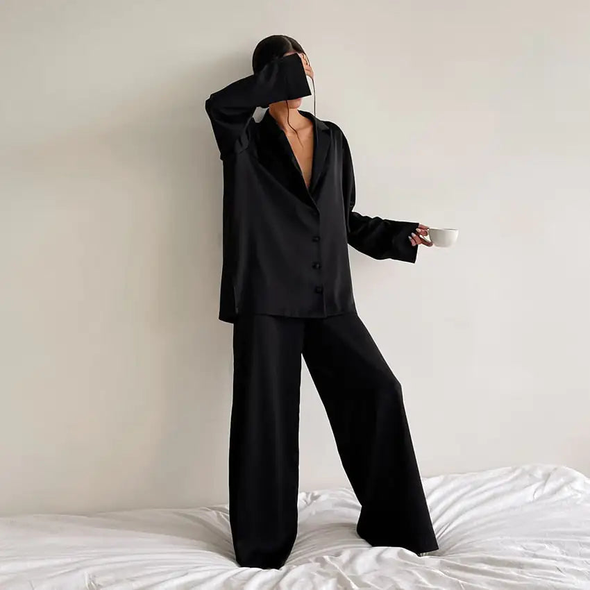 Olivia Silk Low Cut Pajamas for Women - Soft & Comfortable Sleepwear Set for Nightwear, Loungewear & Relaxation