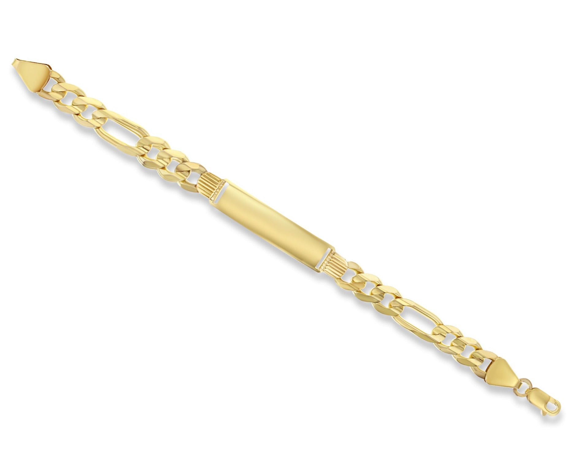 14K Yellow Gold Figaro Chain ID Bracelet for Women - Stylish & Durable Jewelry Gift for Birthday, Anniversary, or Everyday Wear