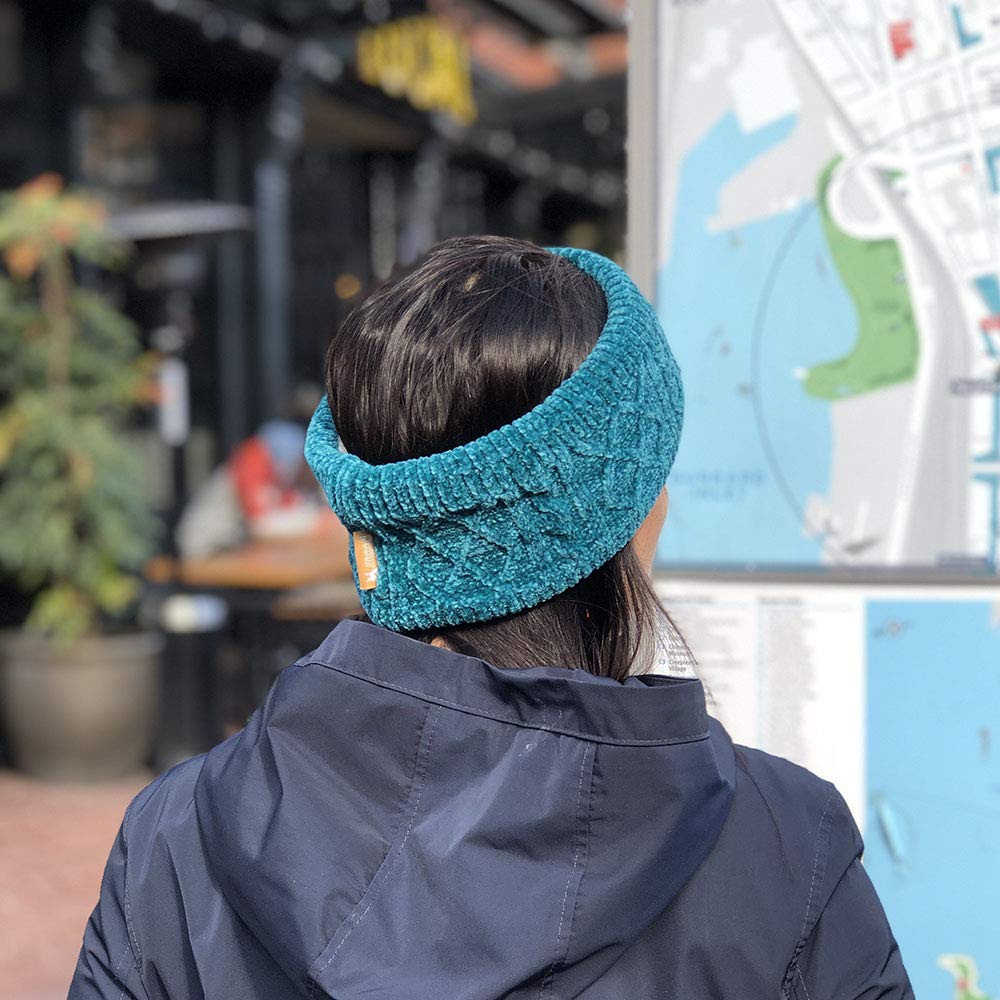 Pudus Vegan Winter Headbands for Women - Soft Stretch Ear Warmer Headwrap with Warm Faux Fur Fleece Lining - Cozy Winter Accessories for Outdoor Activities, Skiing, Running & Daily Wear