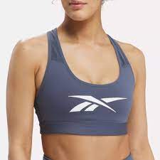 Reebok Women's Lux Vector Racer Blue Sports Bra - High Support Workout Top for Running, Yoga & Gym Fitness