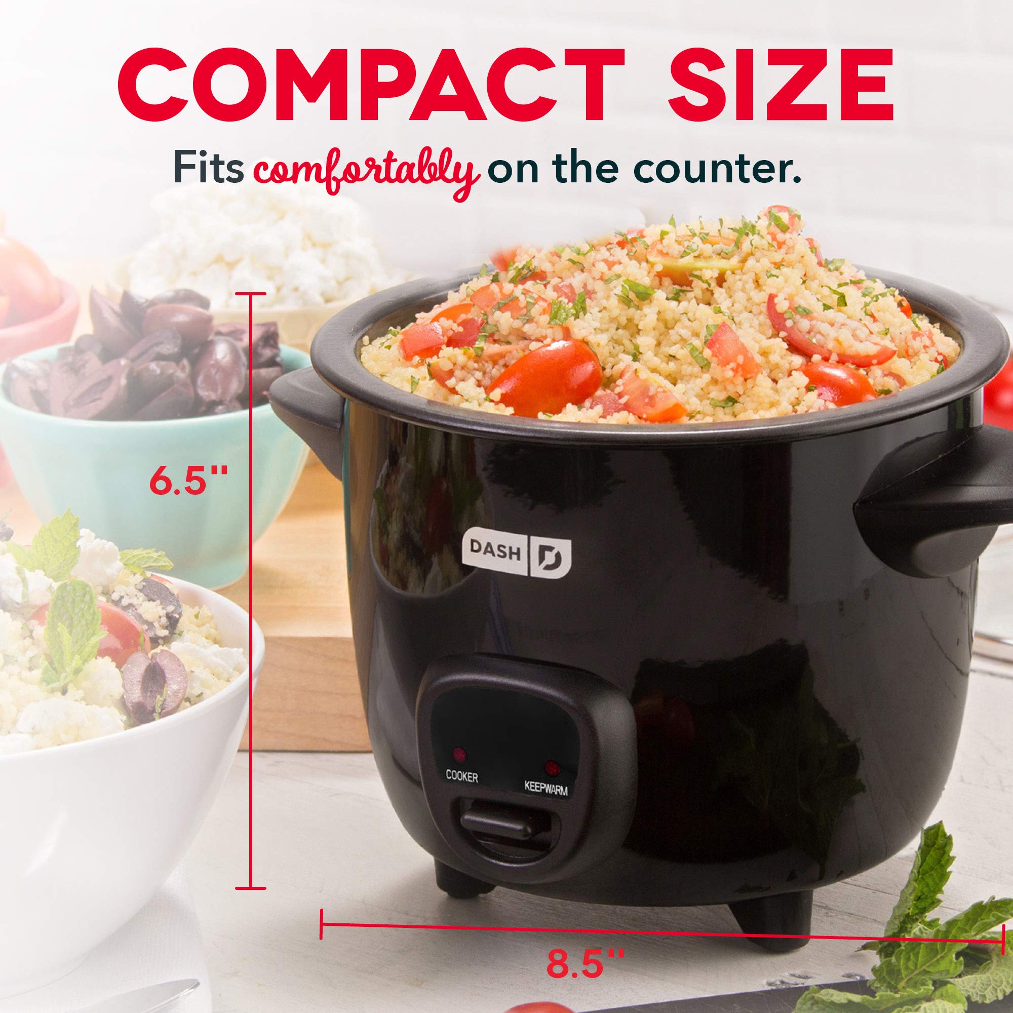 Dash DRCM200BK Mini Rice Cooker and Steamer, Black - Compact & Efficient for Perfect Rice and Steamed Meals | DBBM450GBBK08 Deluxe Sous Vide Style Egg Bite Maker (1 Large + 4 Mini) - Ideal for Breakfast, Meal Prep & Keto Diet | Perfect for Small Kitchens, Dorms & Office Use
