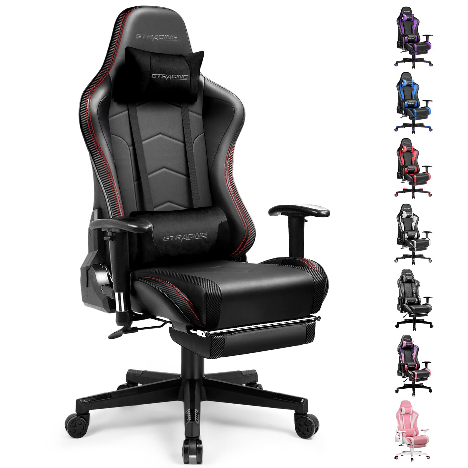 GTRACING Ergonomic Gaming Chair with Bluetooth Speakers, Adjustable Footrest - Heavy Duty Video Game & Office Desk Chair for PC, Console Gaming, and Work from Home Comfort